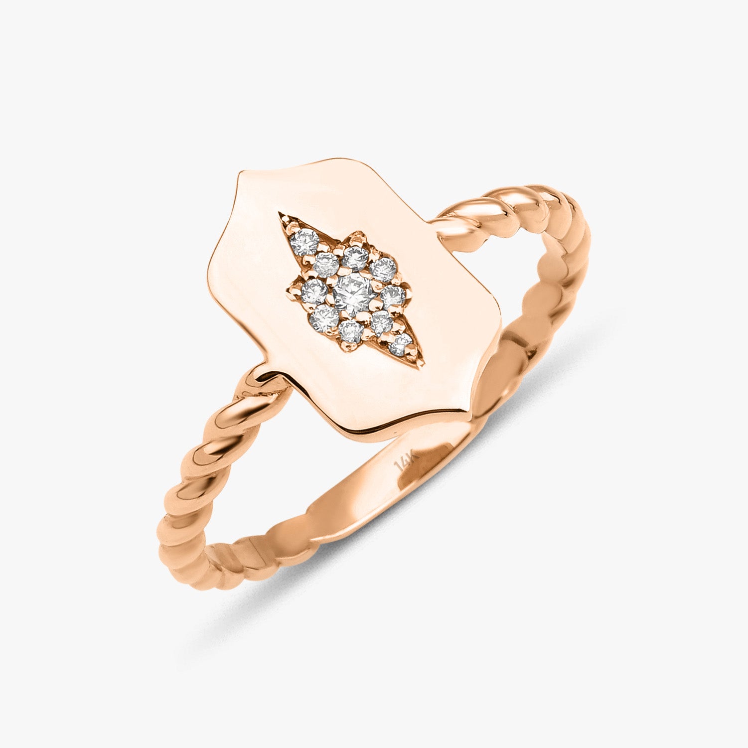 Diamond North Star Shield Ring in 14K Gold