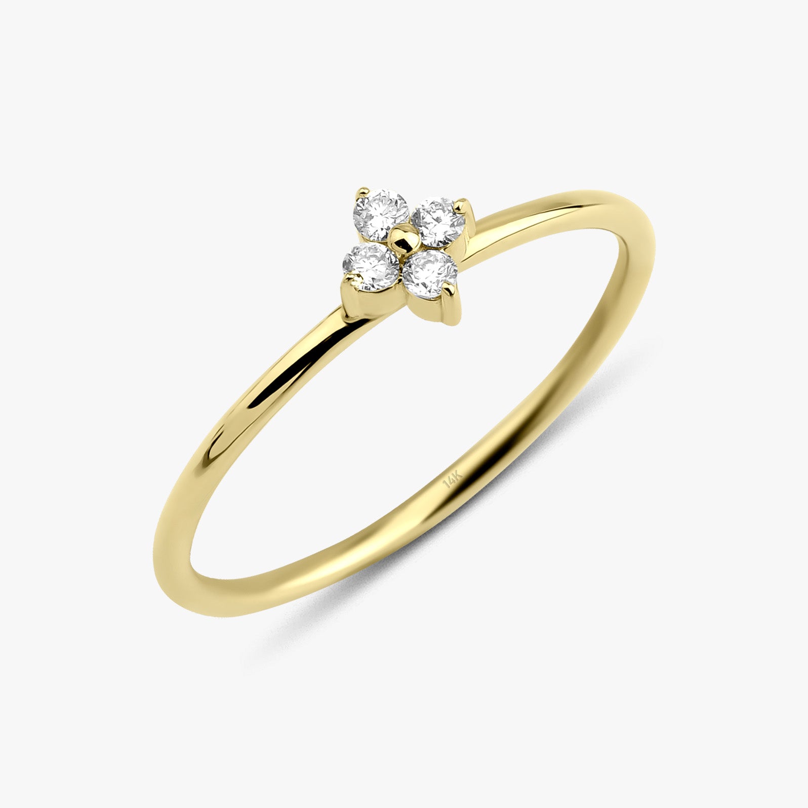 Tiny Diamond Clover Ring in 14K Gold