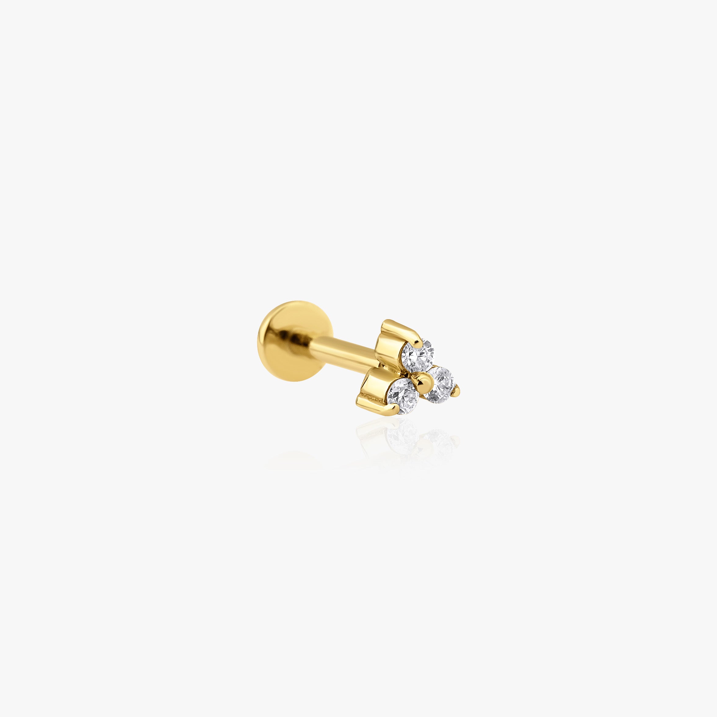 Single Trio Diamond Tragus Earring in 14K Gold