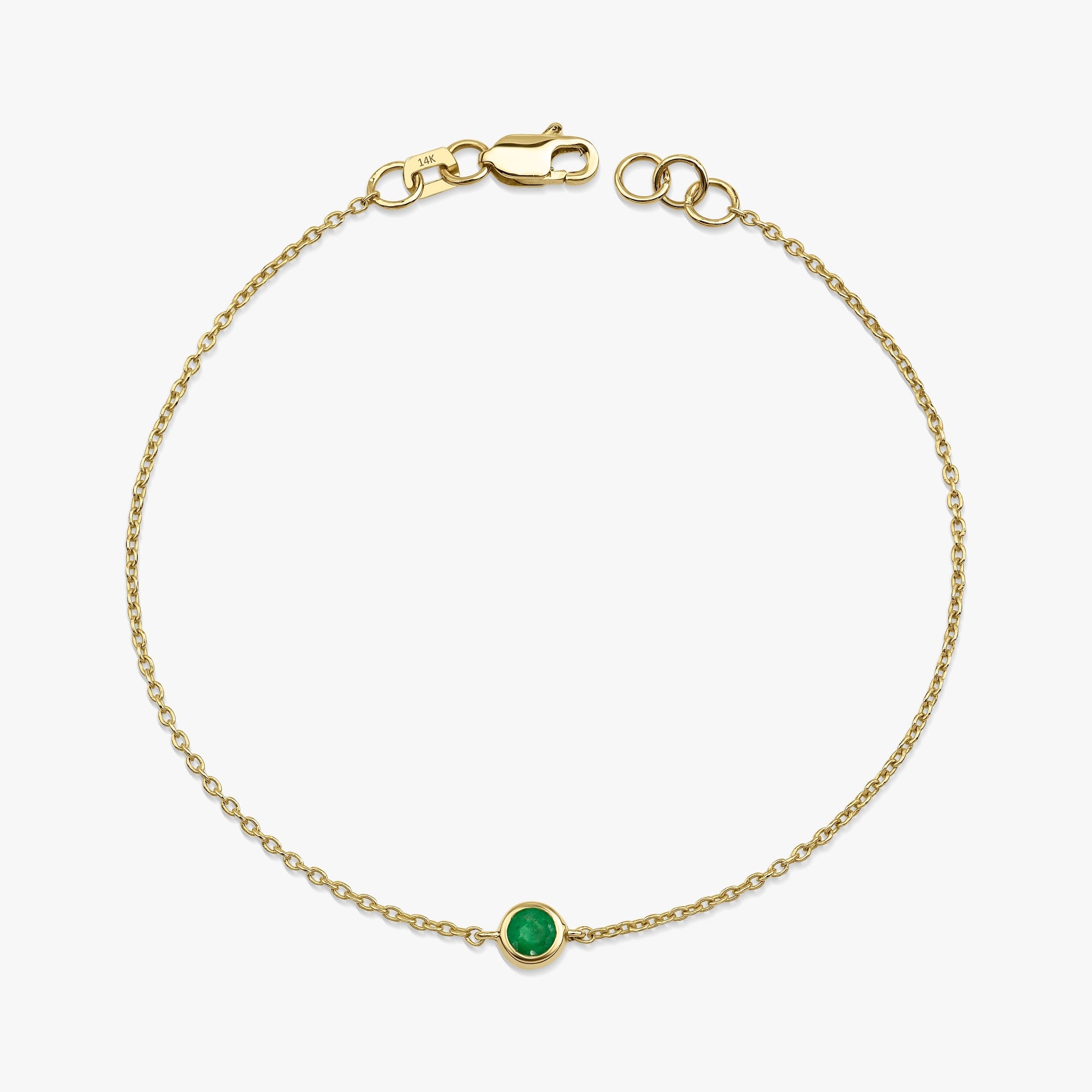 Natural Solitaire Emerald Bracelet Available in 14K and 18K Gold