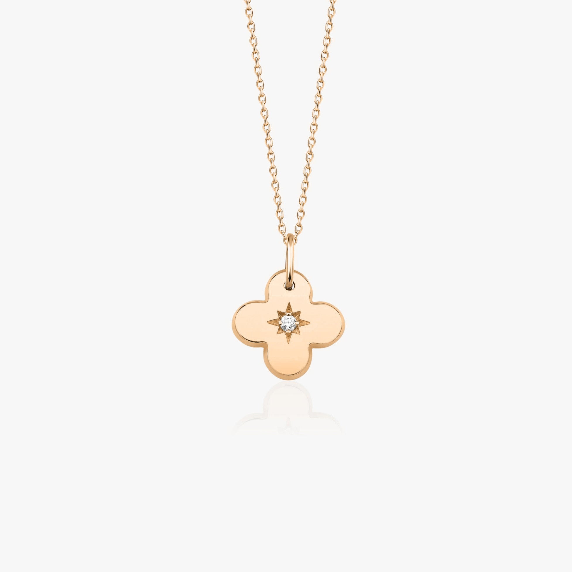 Mini Diamond Clover Necklace in 14K Gold