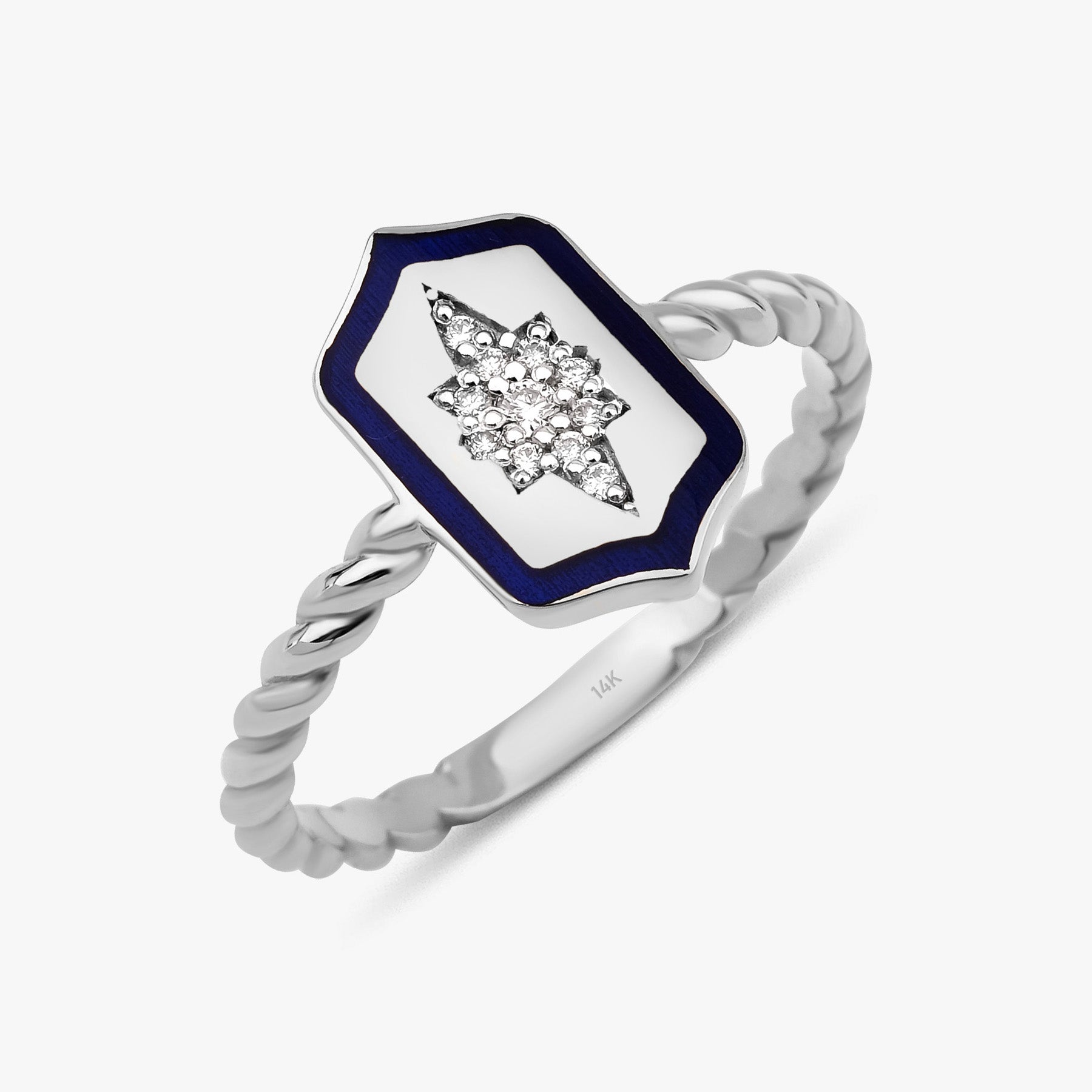 Diamond North Star Shield Ring in 14K Gold