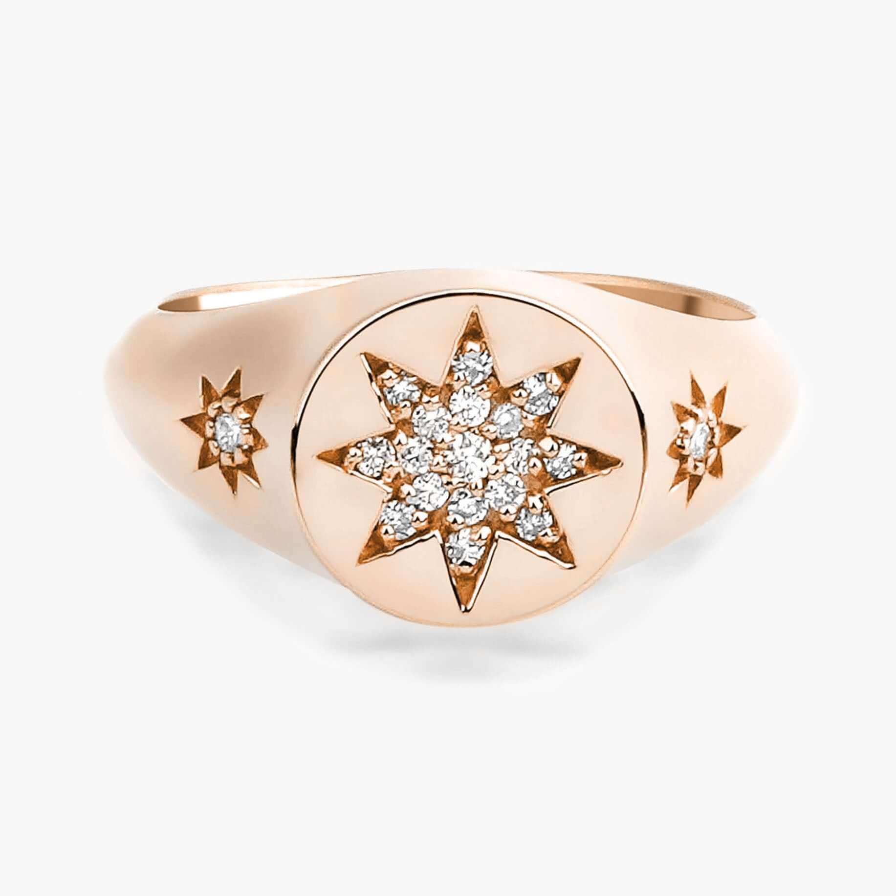 Diamond North Star Pinky Ring in 14K Gold