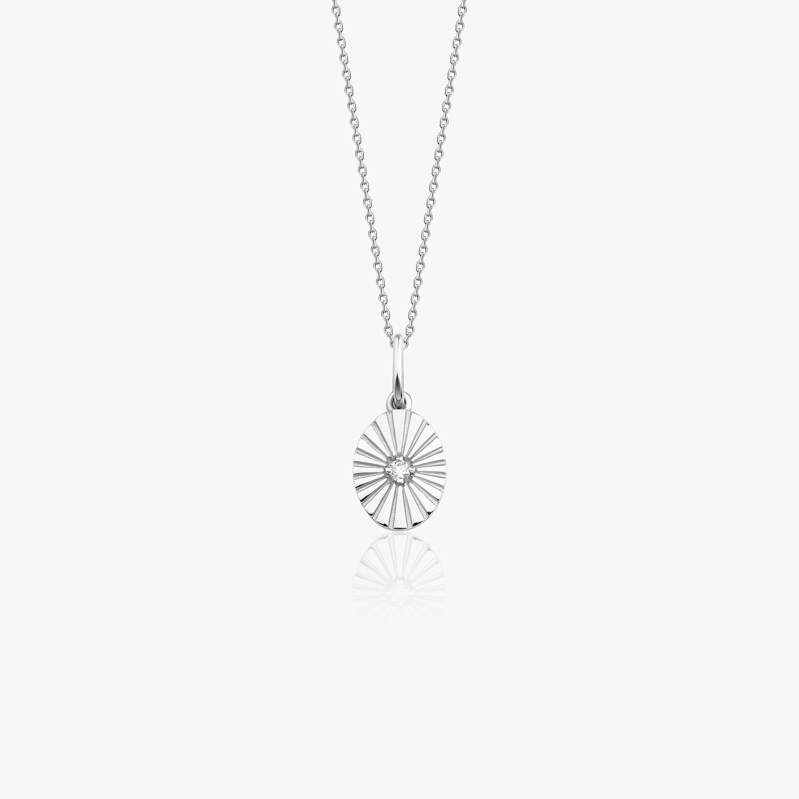 Mini Oval Diamond Pendant Necklace in 14K Gold