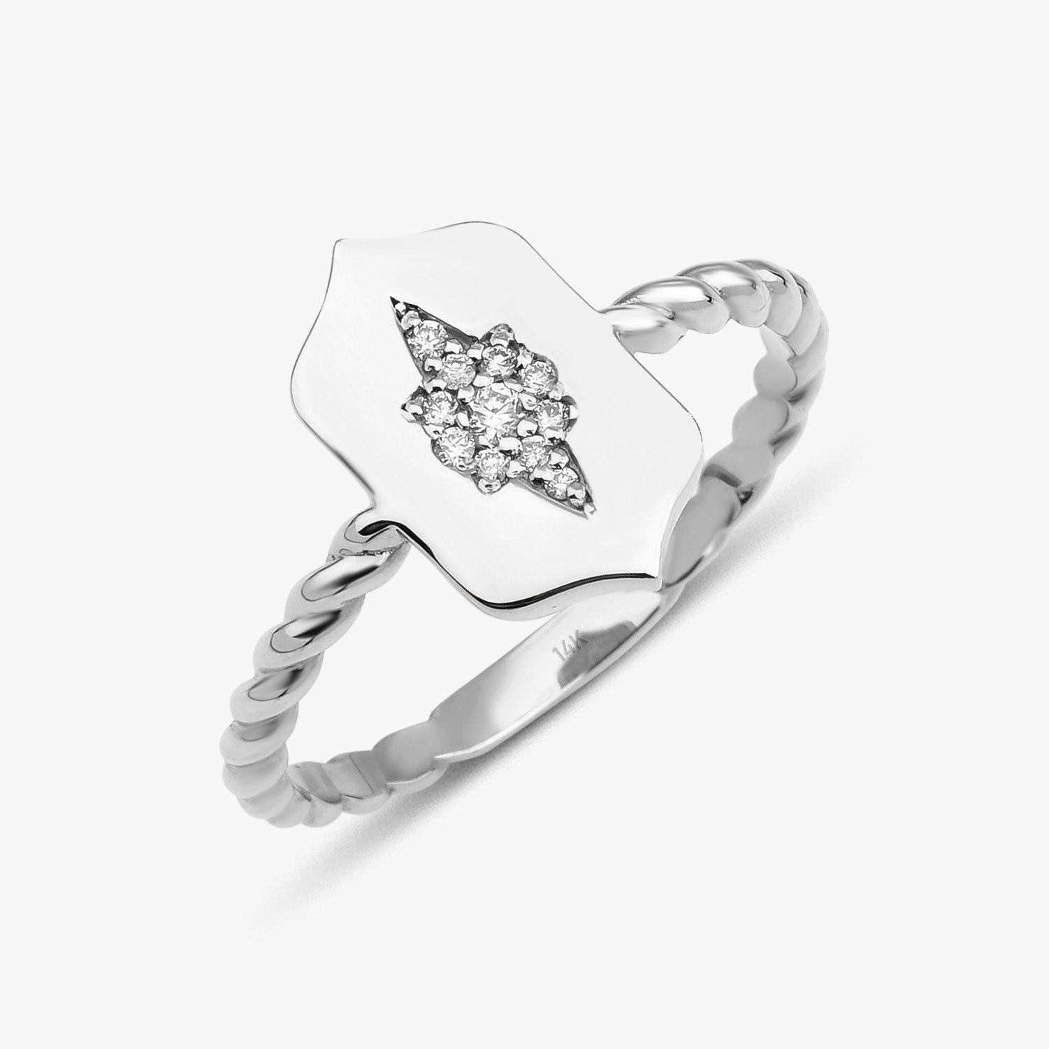 Diamond North Star Shield Ring in 14K Gold