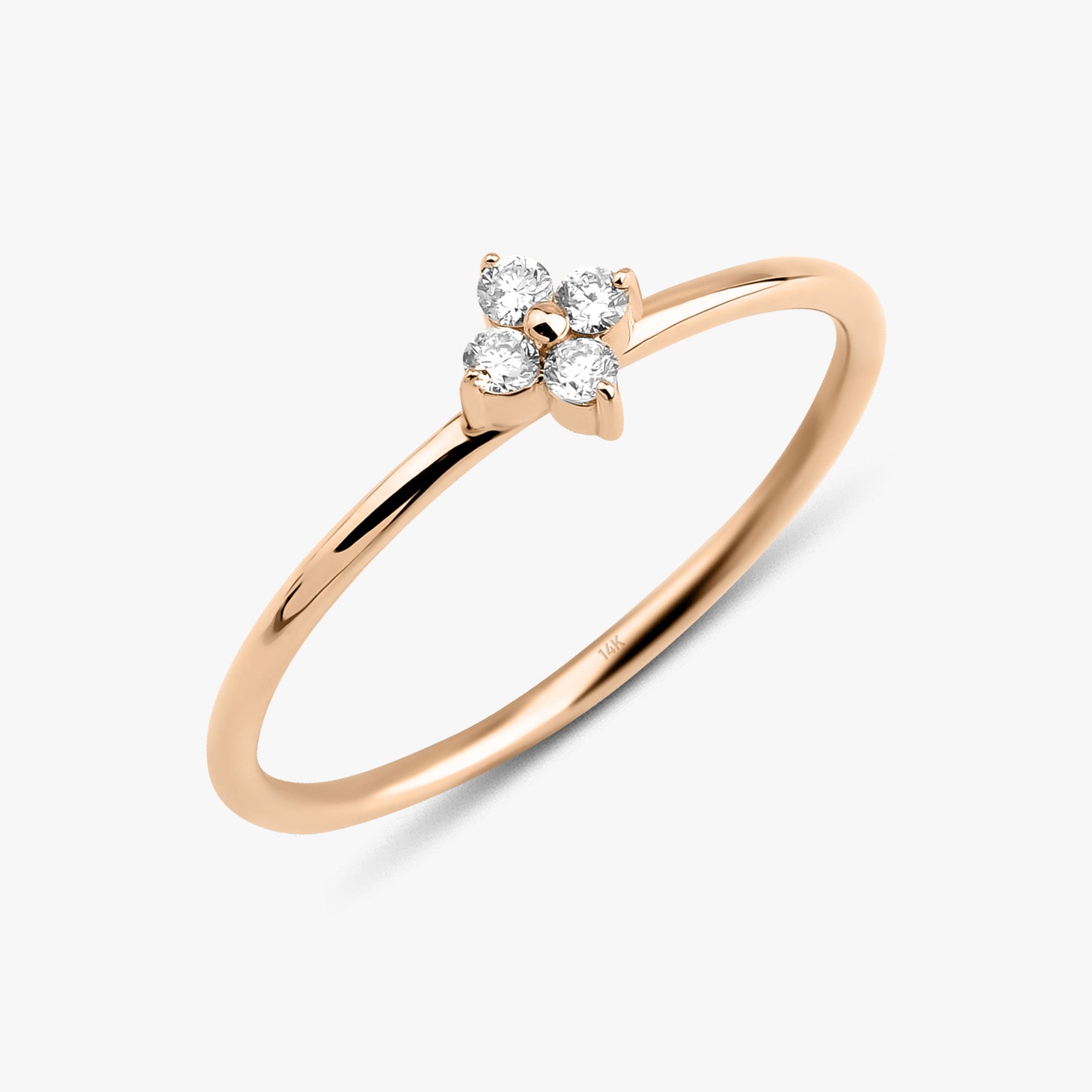 Tiny Diamond Clover Ring in 14K Gold