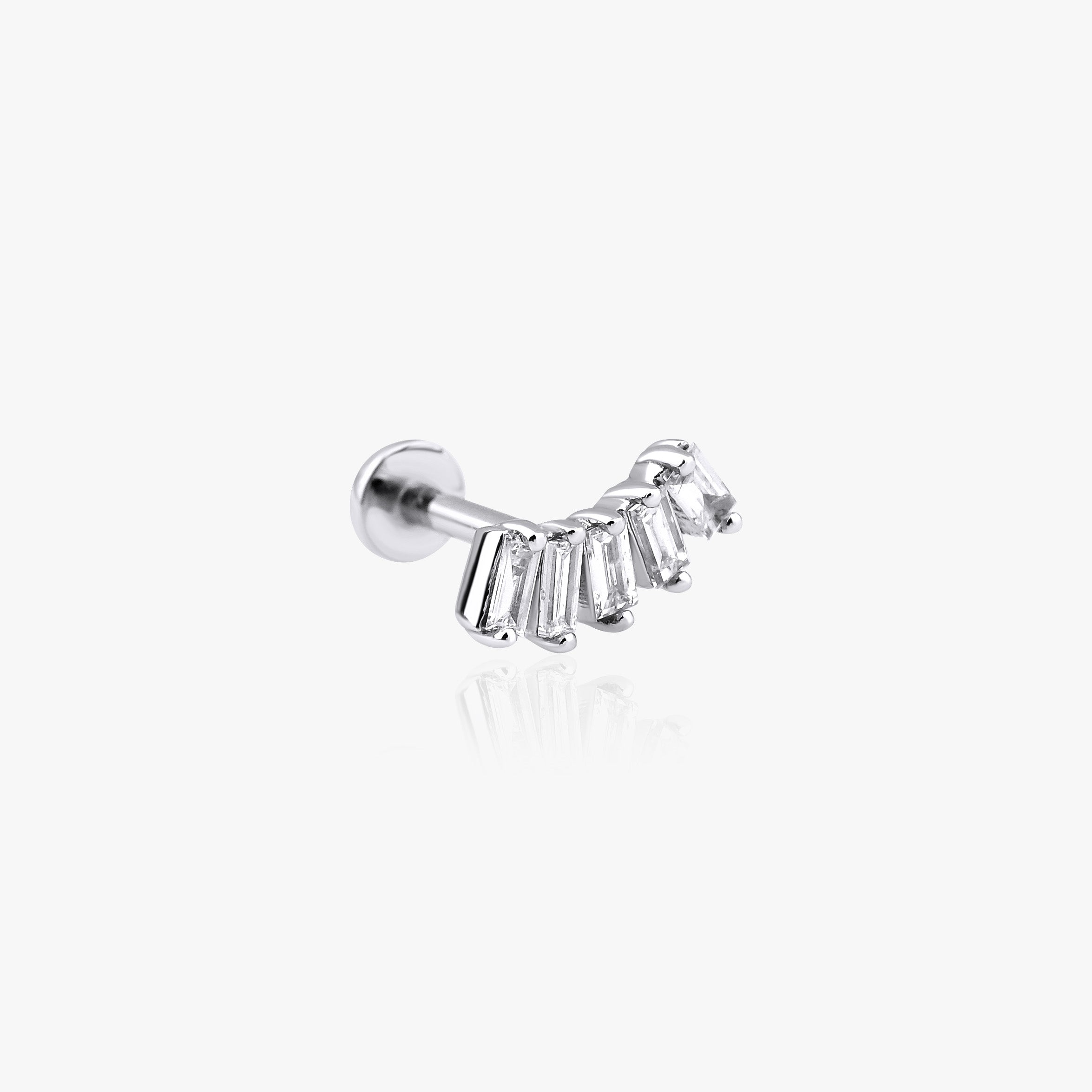 Single Baguette Diamond Sunrise Tragus Earring in 14K Gold