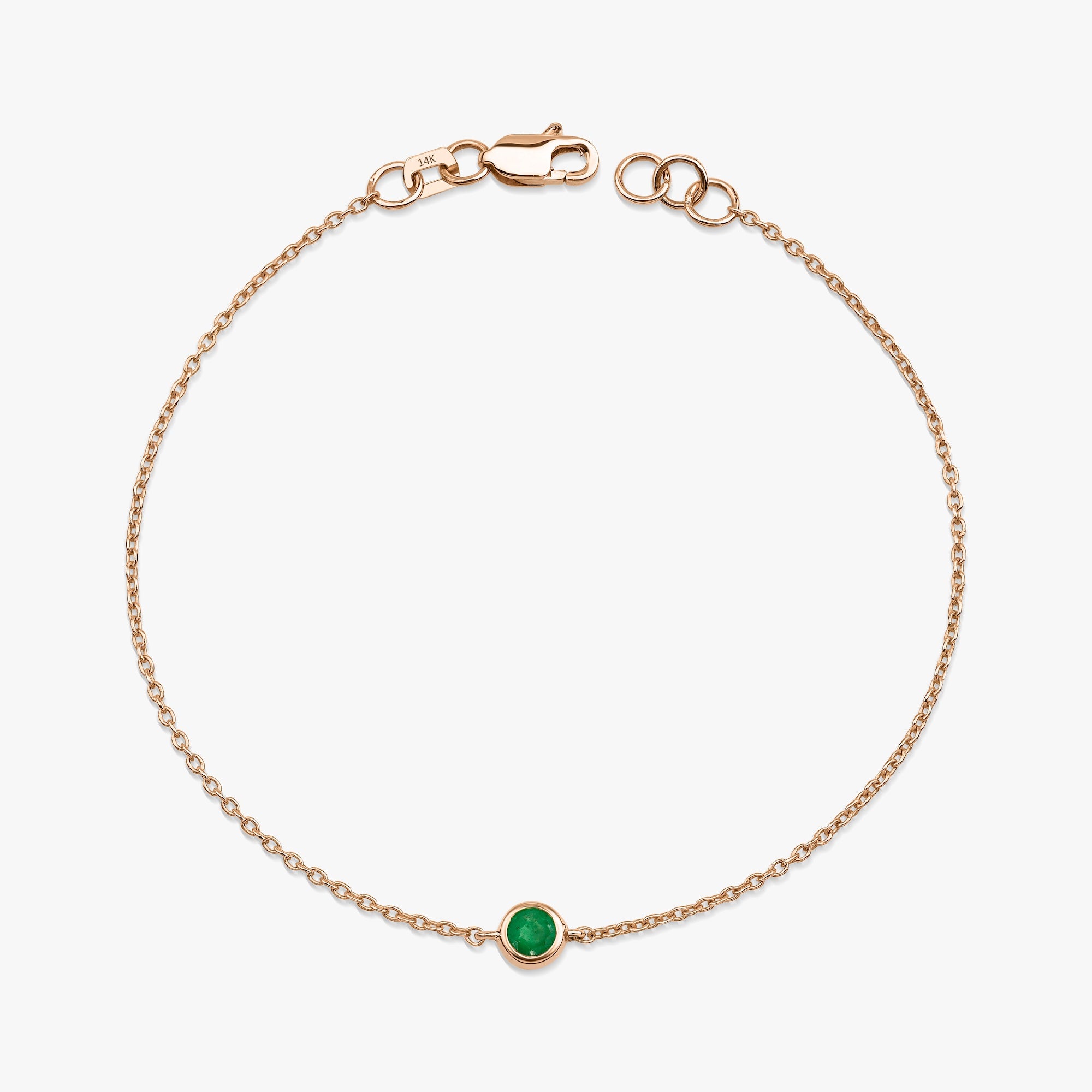 Natural Solitaire Emerald Bracelet Available in 14K and 18K Gold