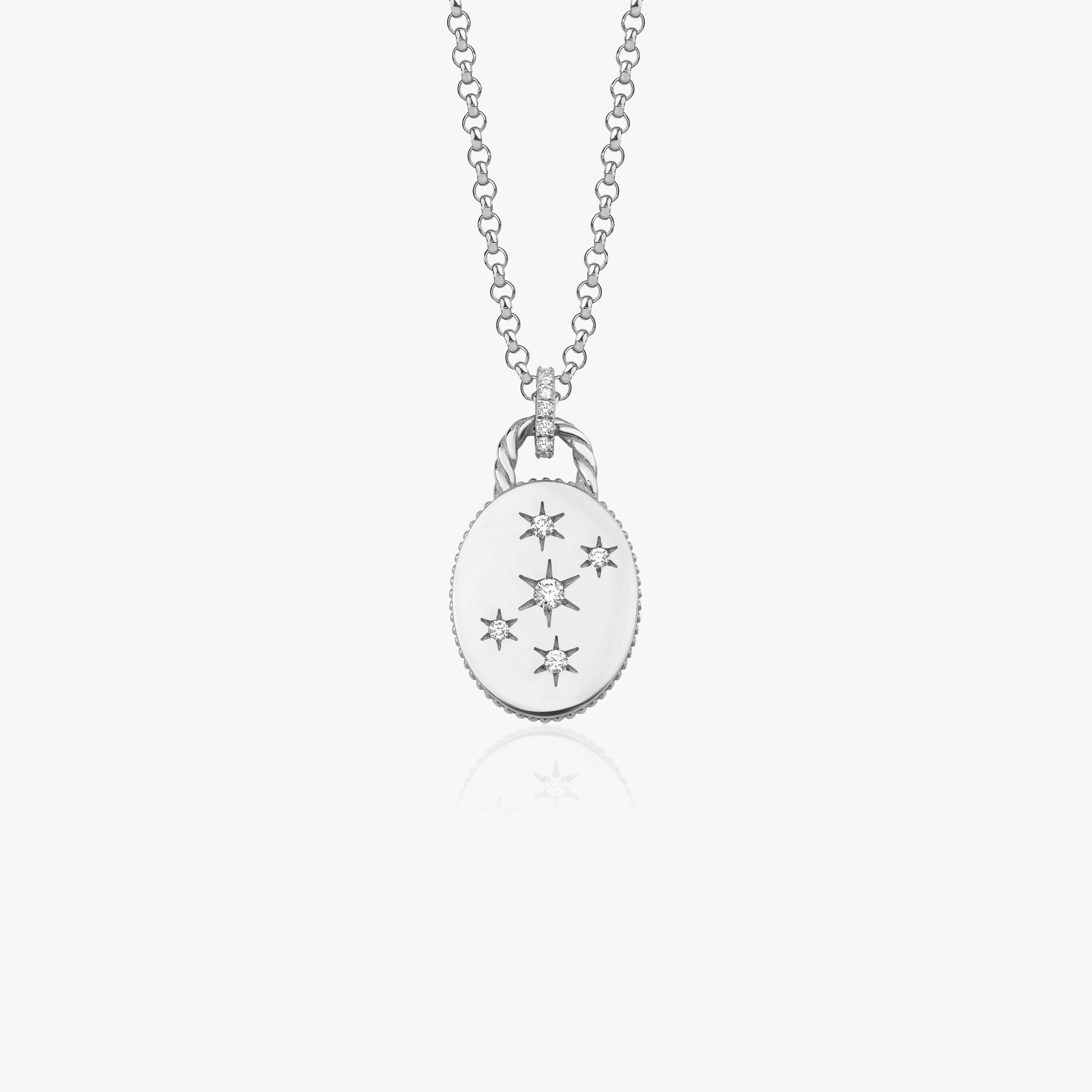 Diamond Oval Celestial Medallion Necklace