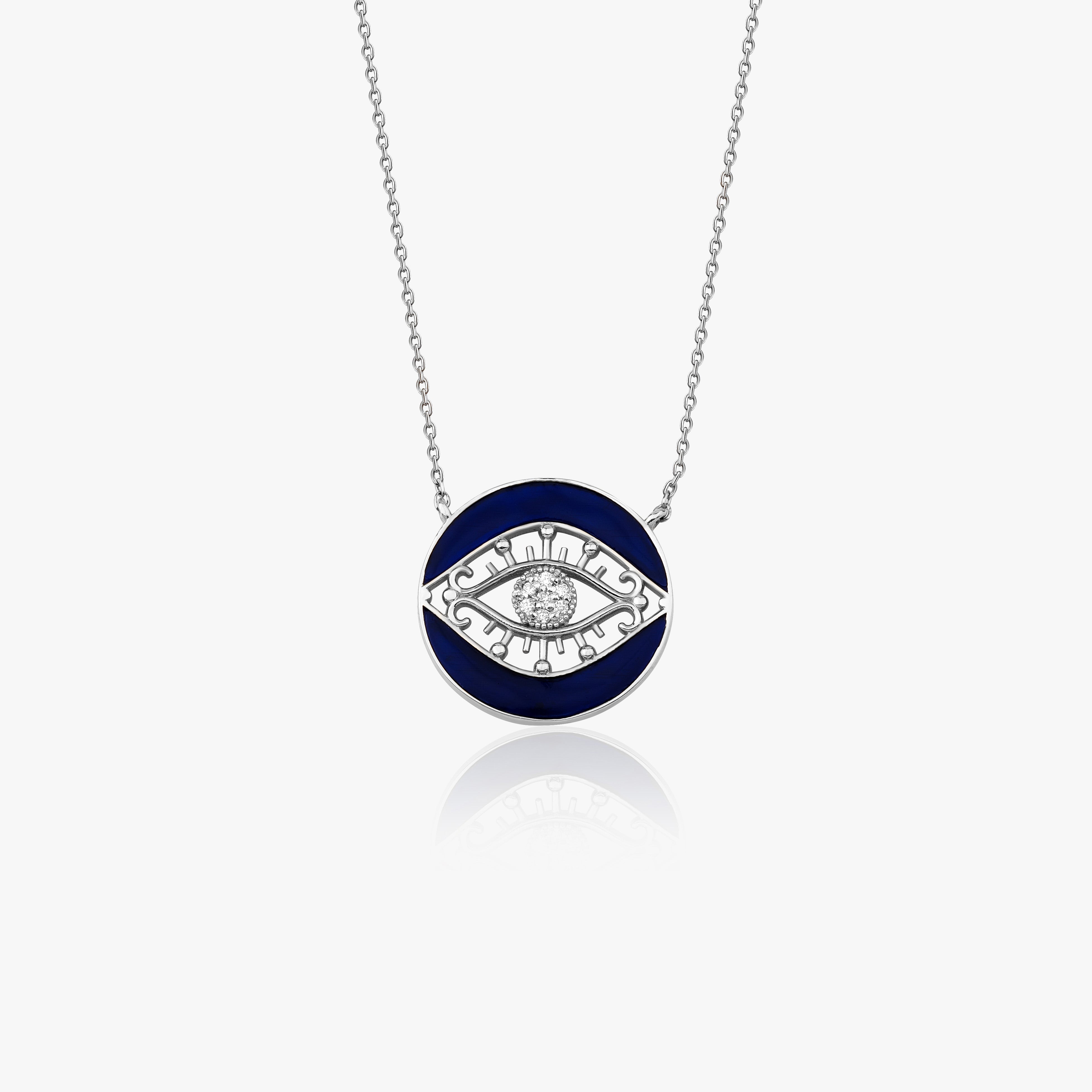 Diamond Eye Medallion Necklace in 14K Gold
