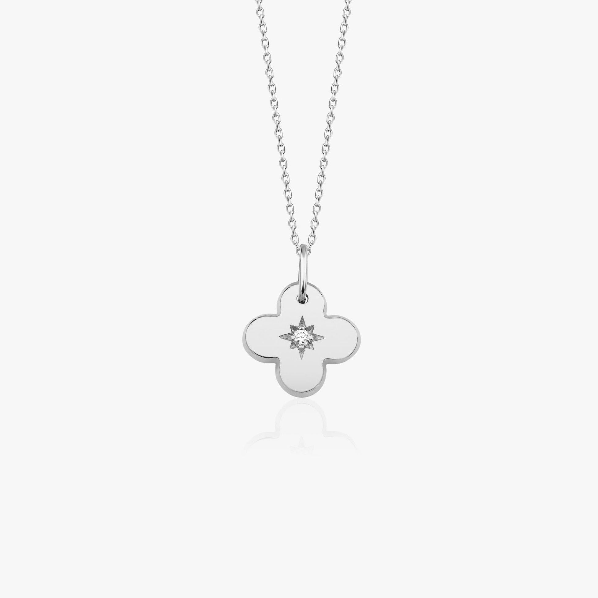 Mini Diamond Clover Necklace in 14K Gold