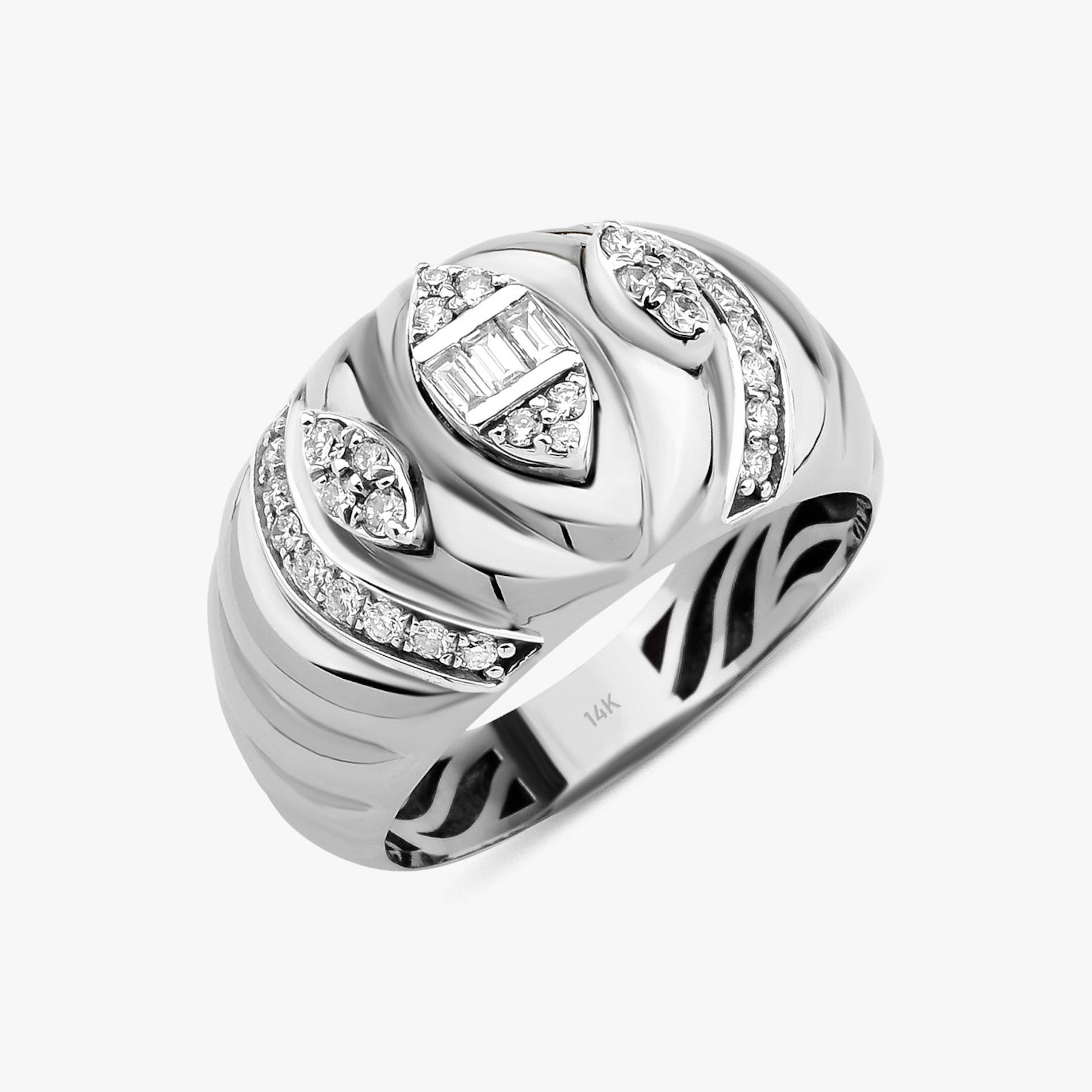 Diamond Wavy Dome Ring in 14K Gold