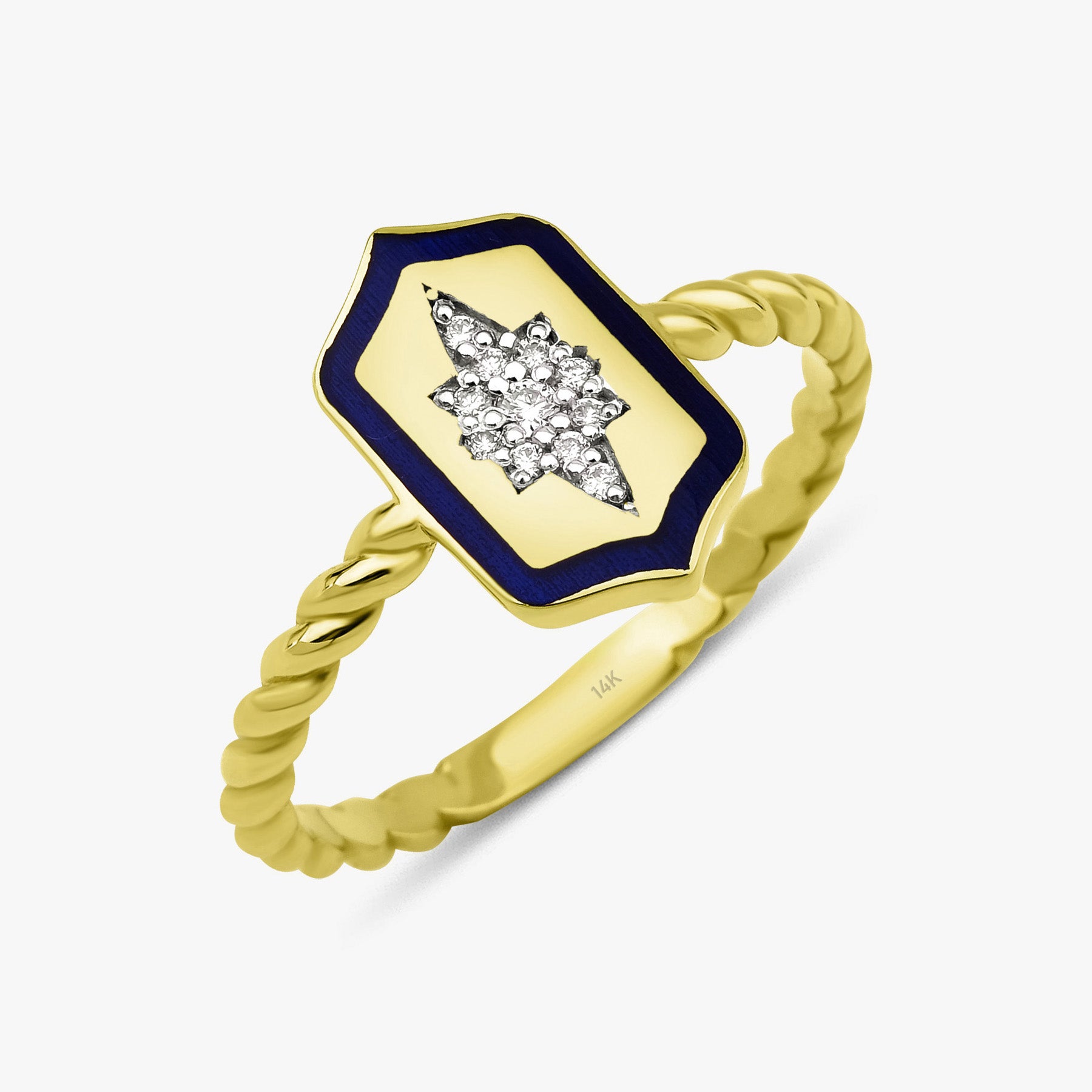 Diamond North Star Shield Ring in 14K Gold