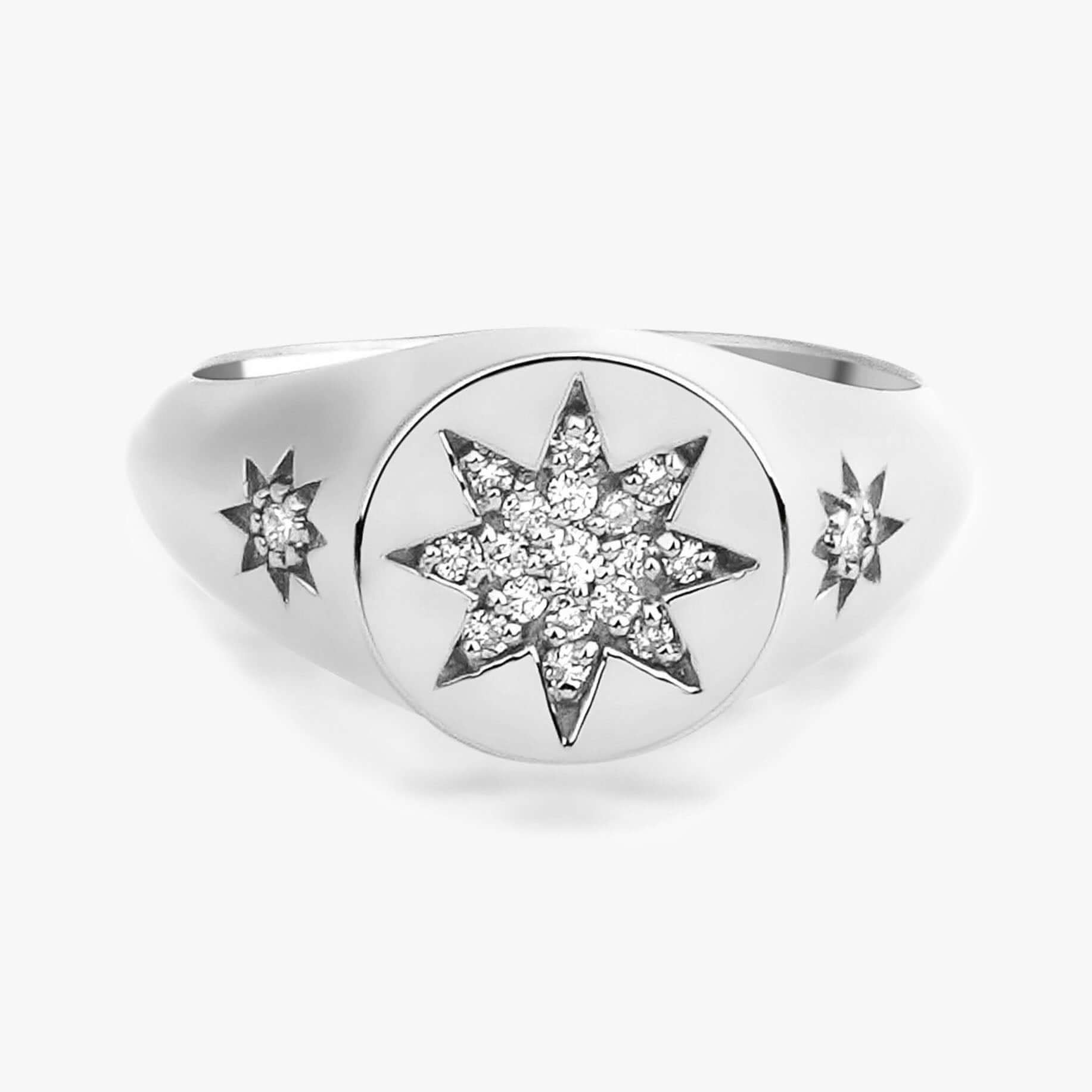 Diamond North Star Pinky Ring in 14K Gold