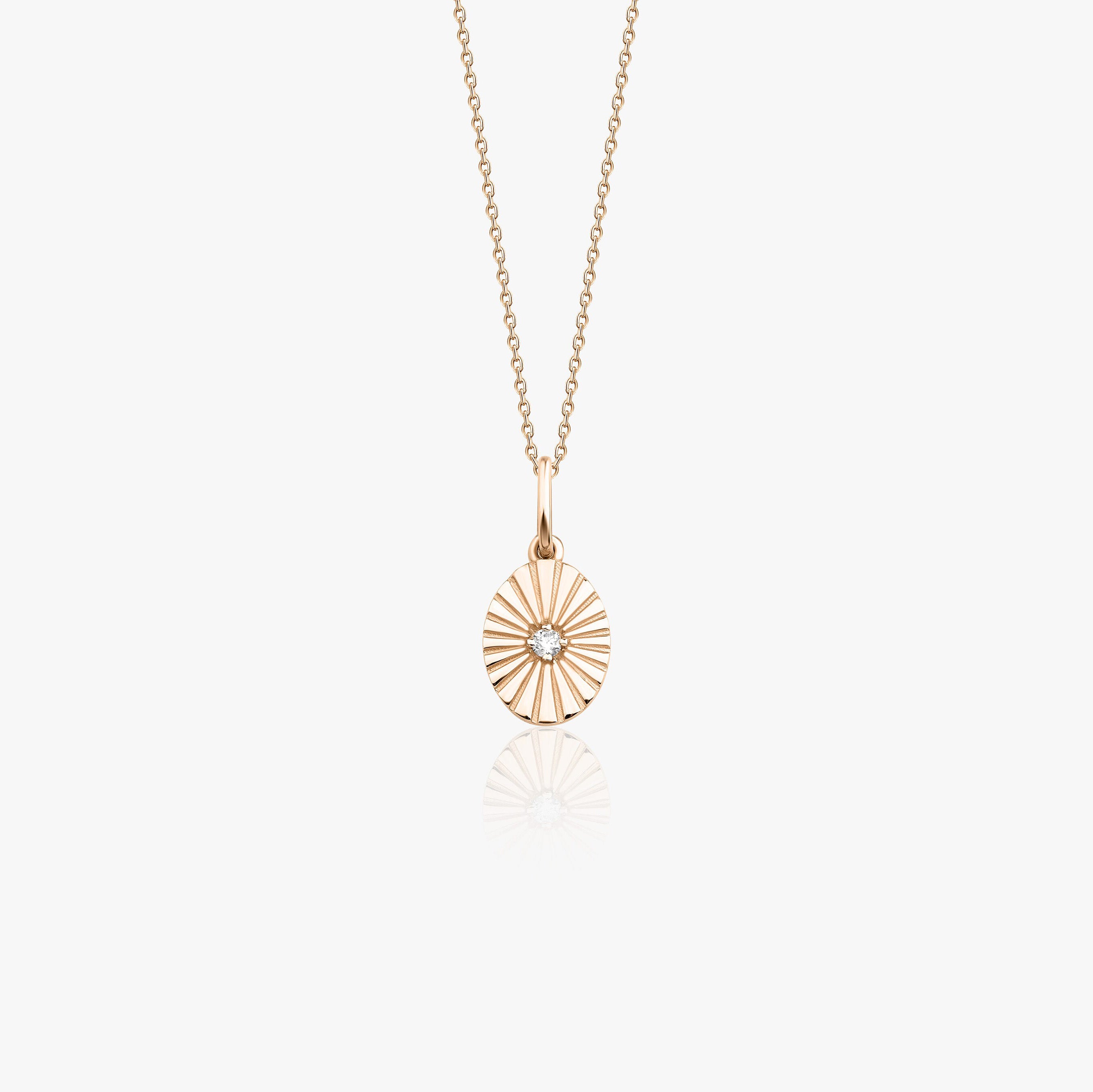 Mini Oval Diamond Pendant Necklace in 14K Gold