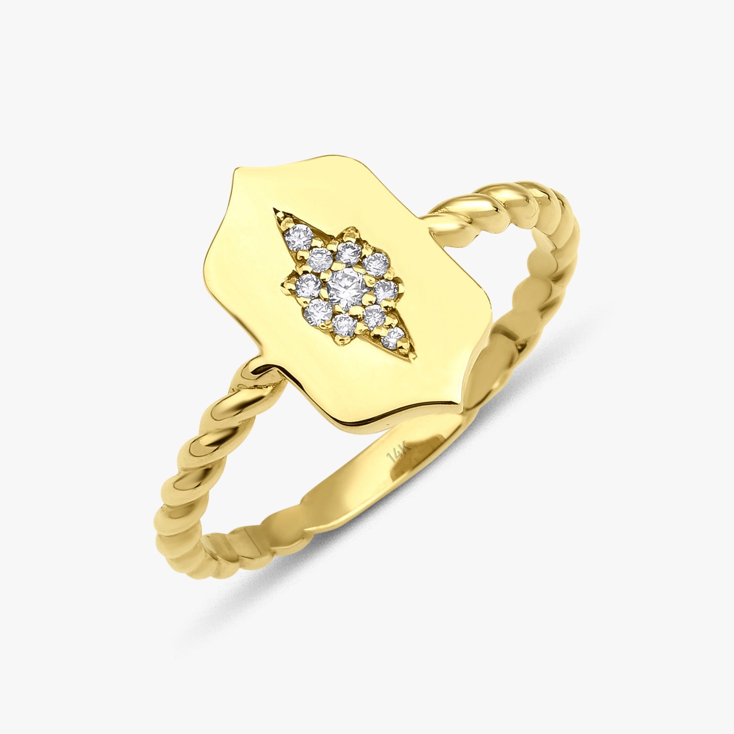 Diamond North Star Shield Ring in 14K Gold