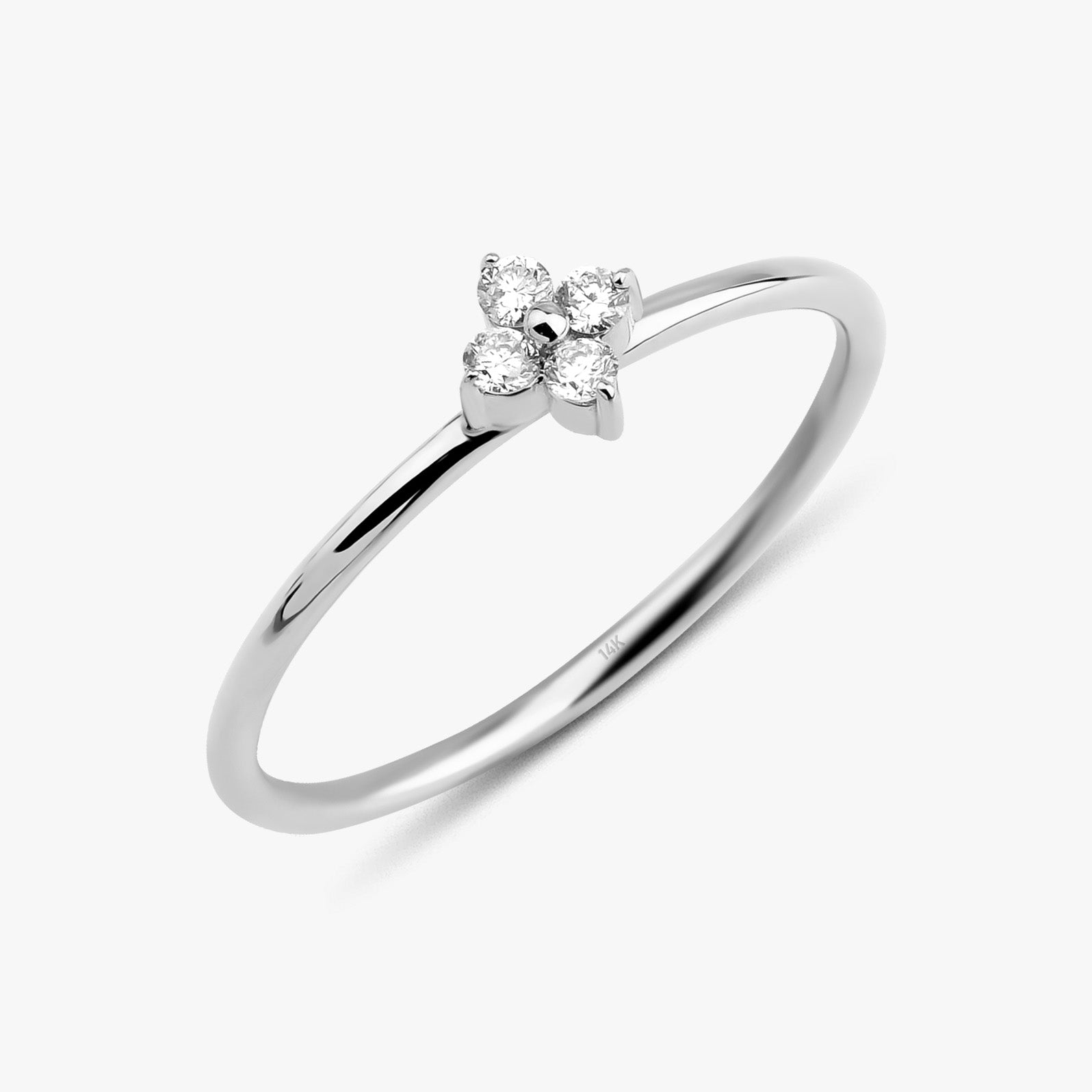 Tiny Diamond Clover Ring in 14K Gold