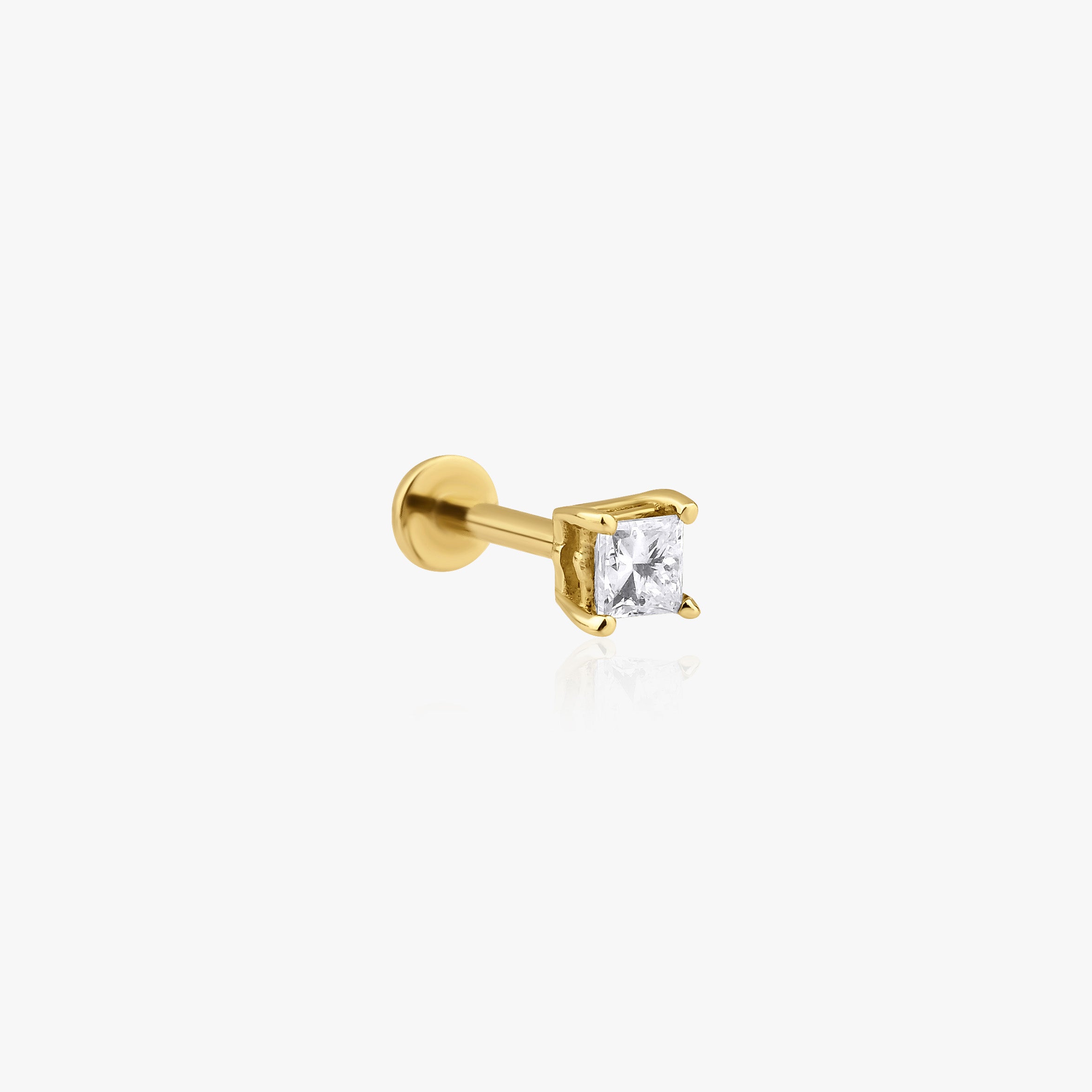 Single Princess Cut Diamond Tragus Earring in 14K Gold
