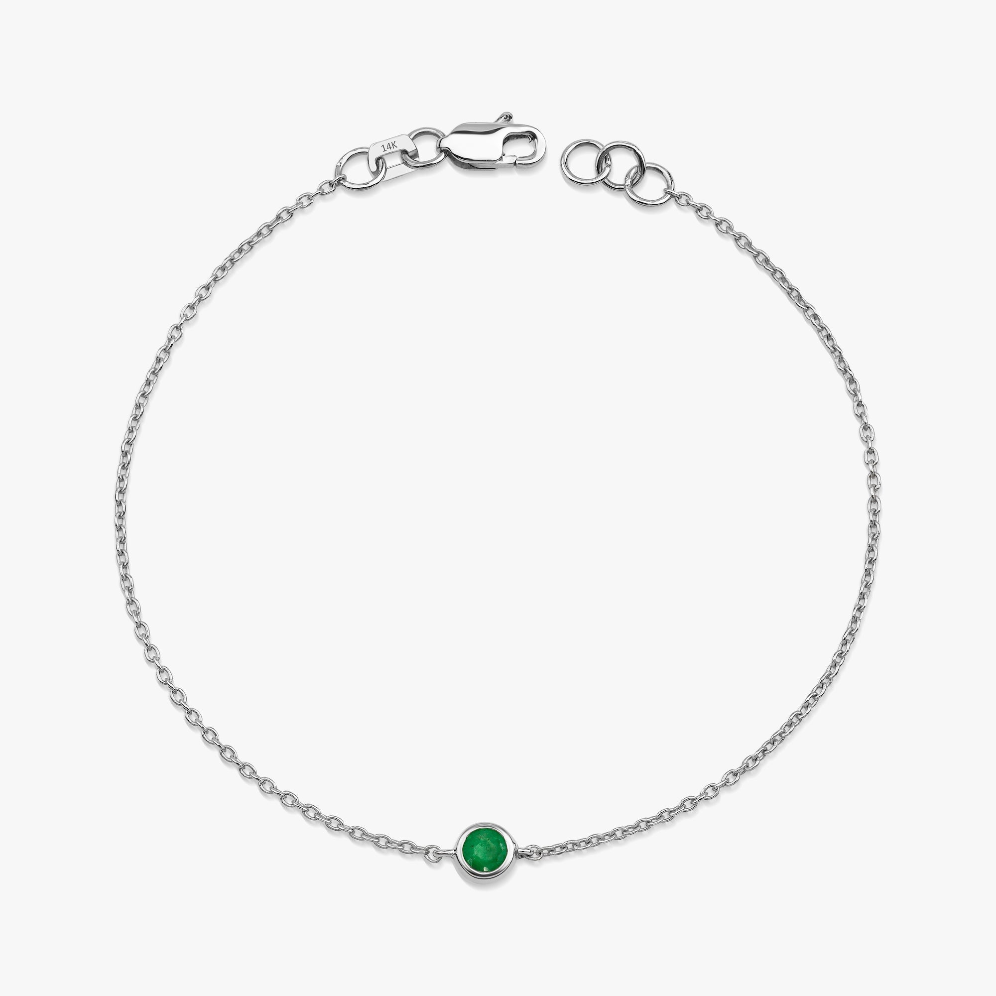 Natural Solitaire Emerald Bracelet Available in 14K and 18K Gold
