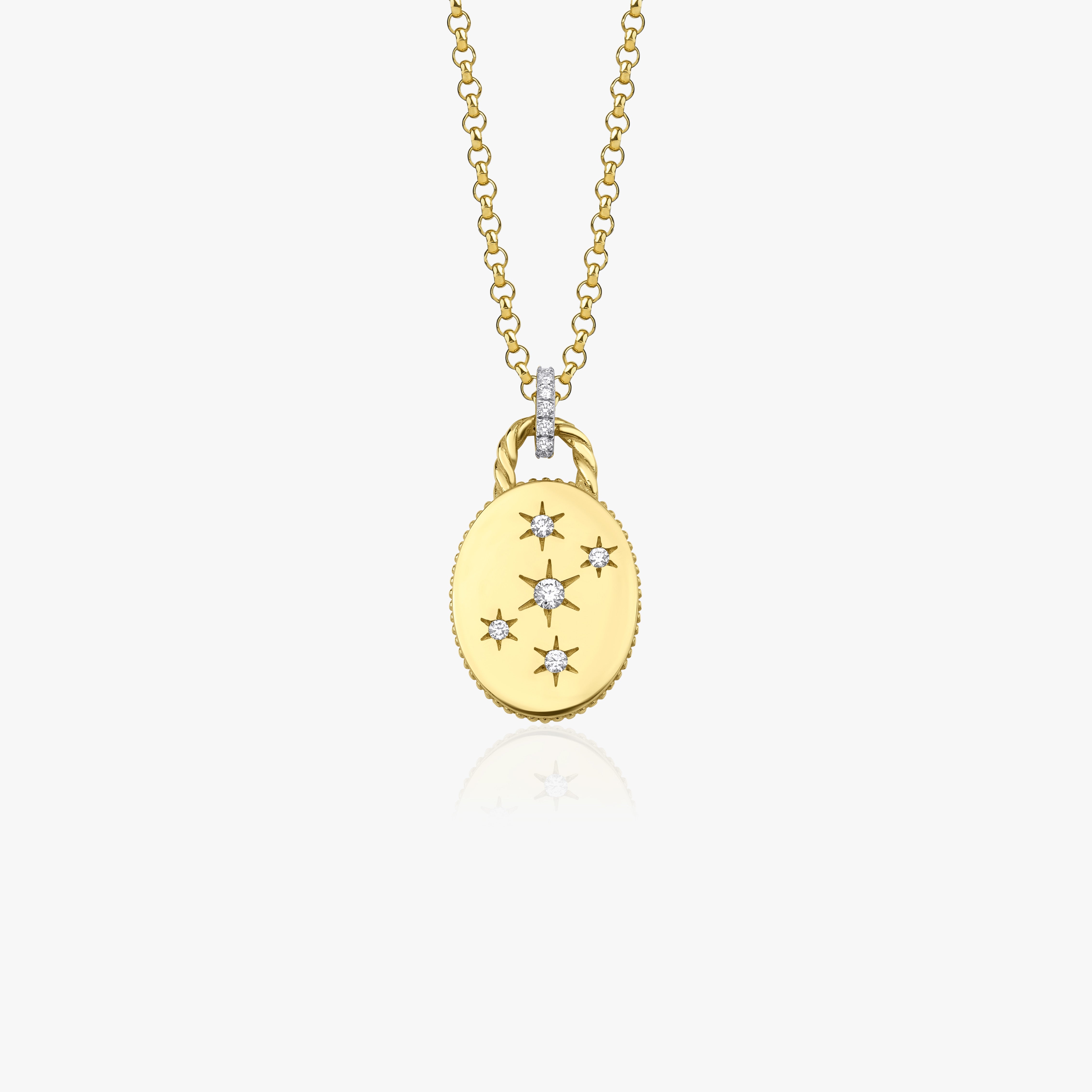 Diamond Oval Celestial Medallion Necklace