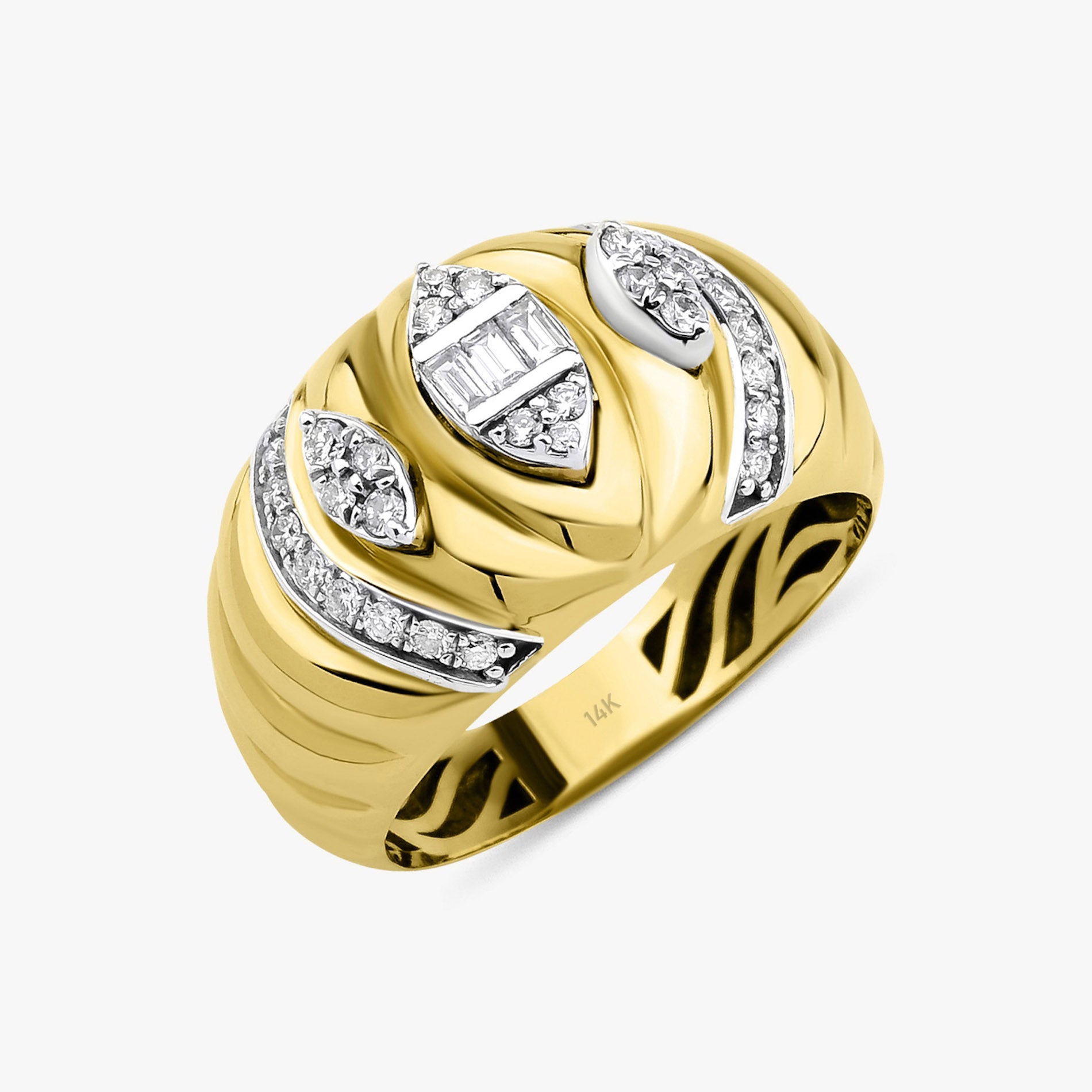 Diamond Wavy Dome Ring in 14K Gold