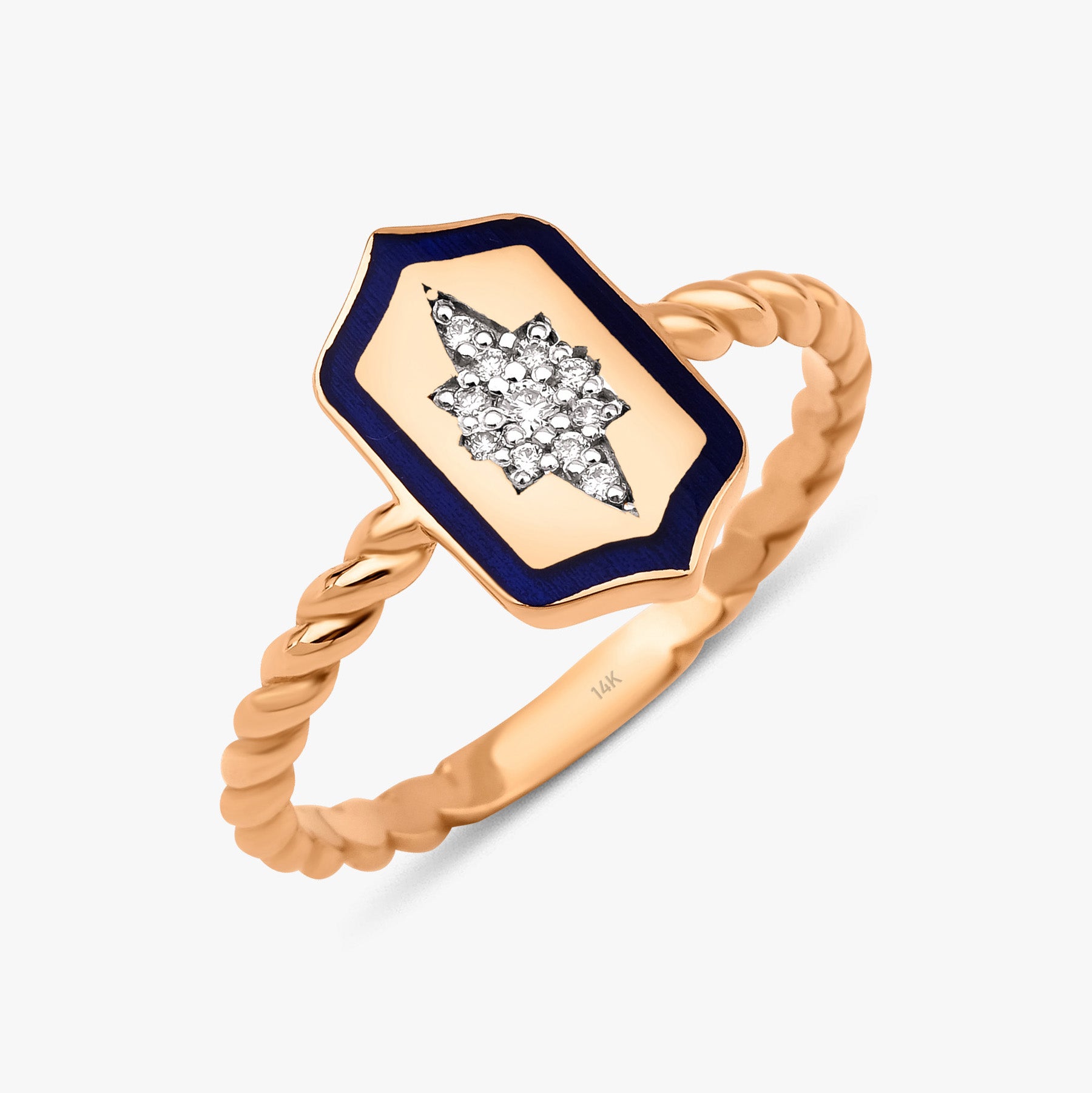 Diamond North Star Shield Ring in 14K Gold