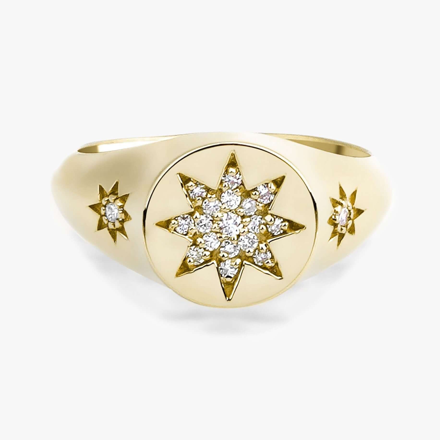 Diamond North Star Pinky Ring in 14K Gold