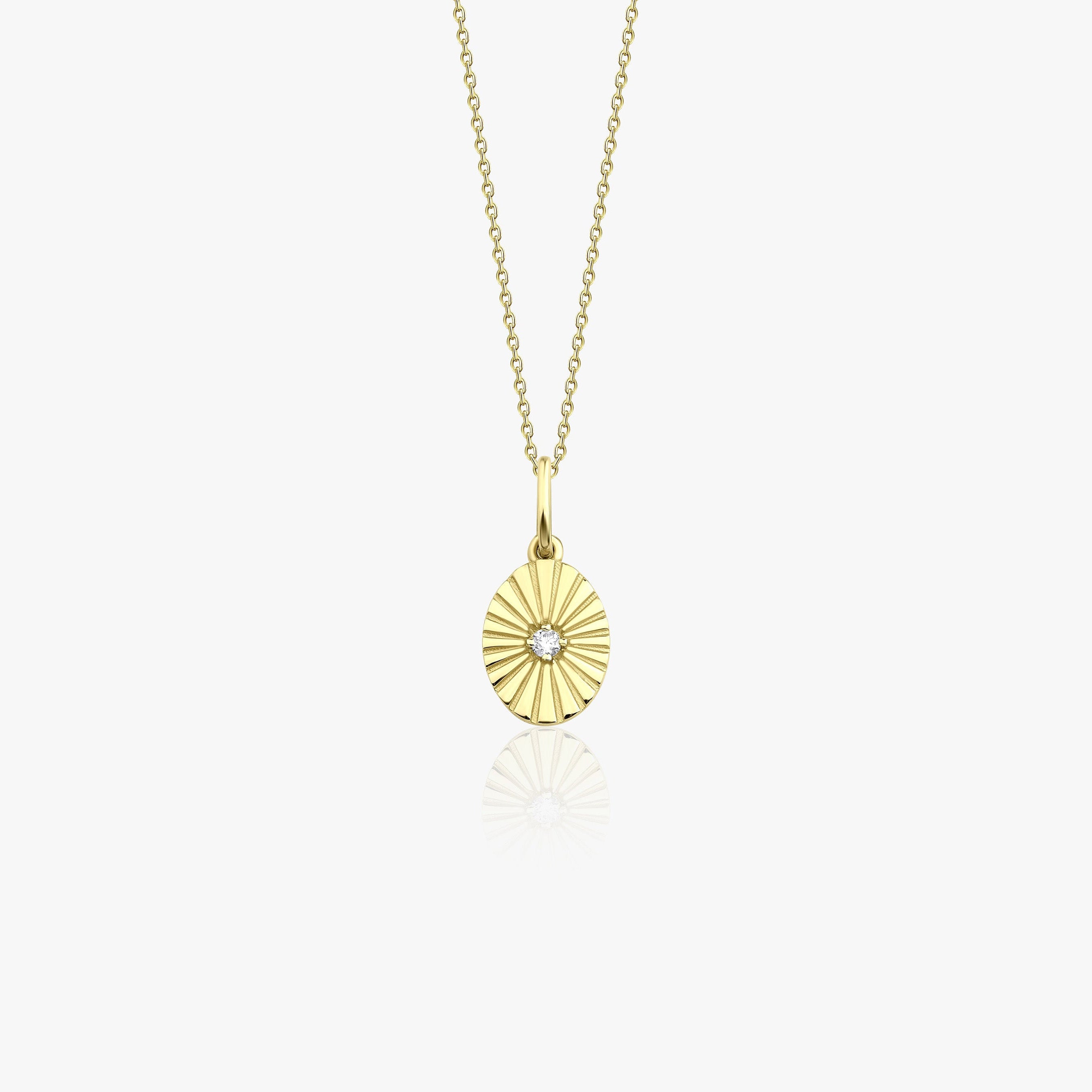 Mini Oval Diamond Pendant Necklace in 14K Gold