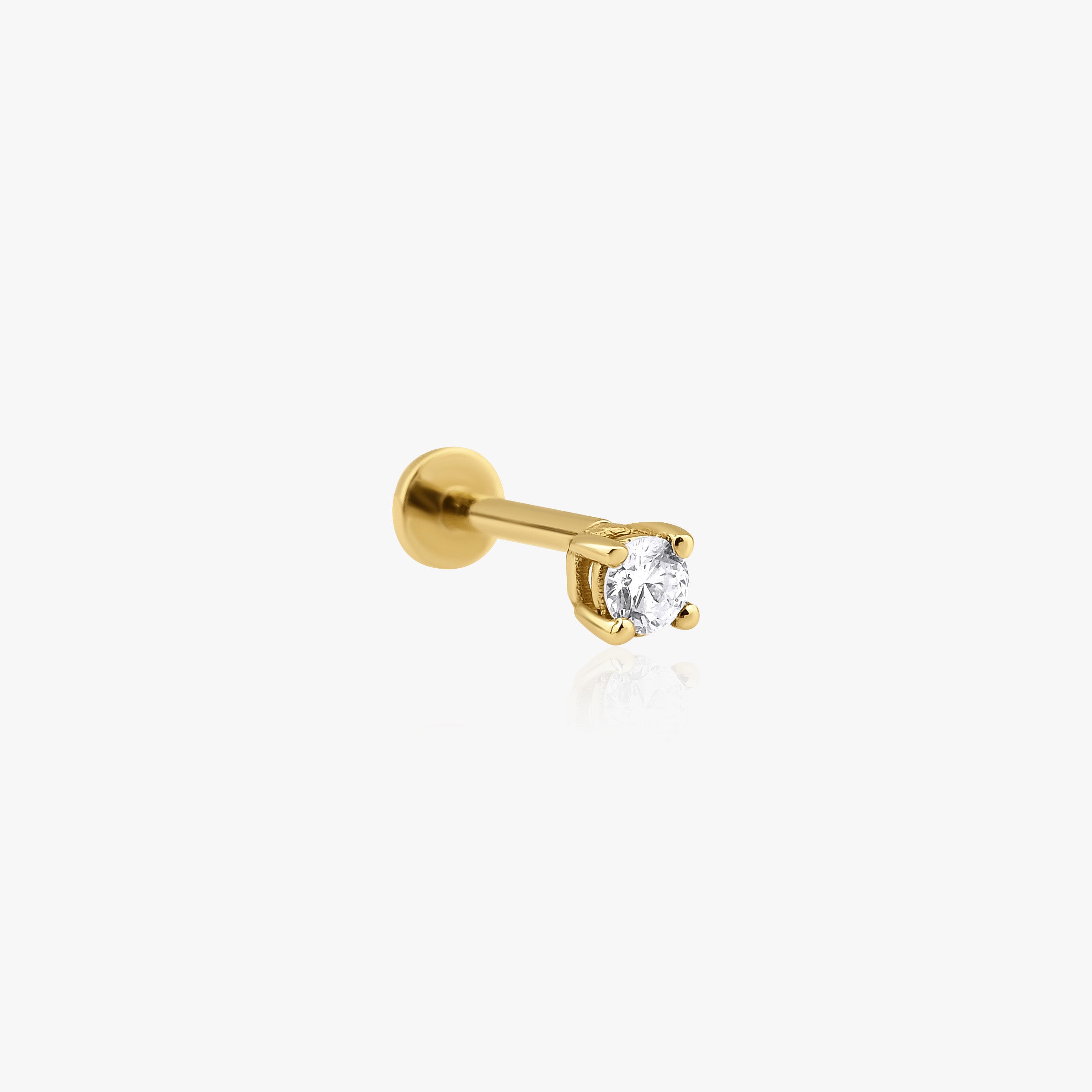 Single Solitaire Diamond Tragus Earring in 14K Gold
