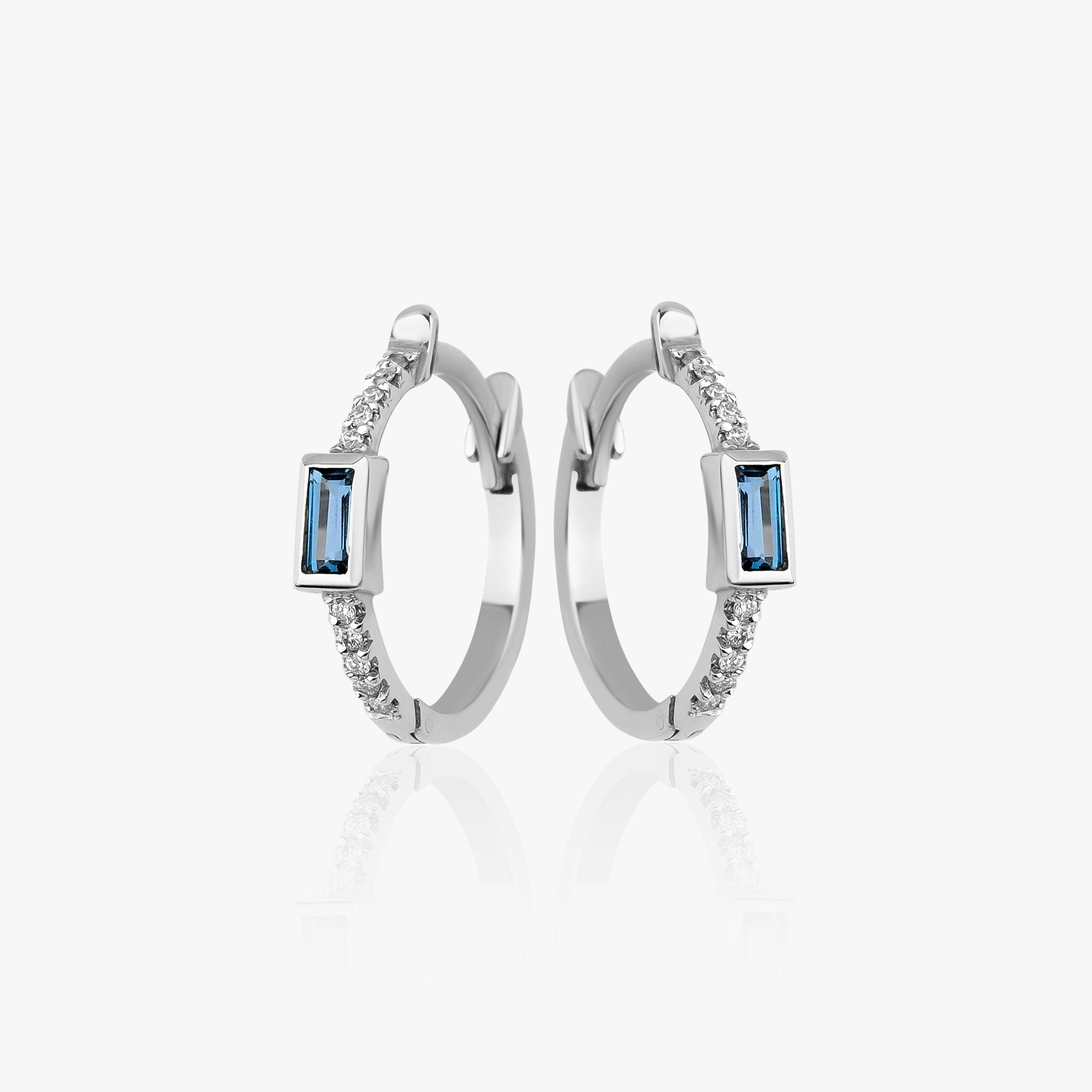 Diamond and Blue Topaz Earrings Available in 14K and 18K Gold