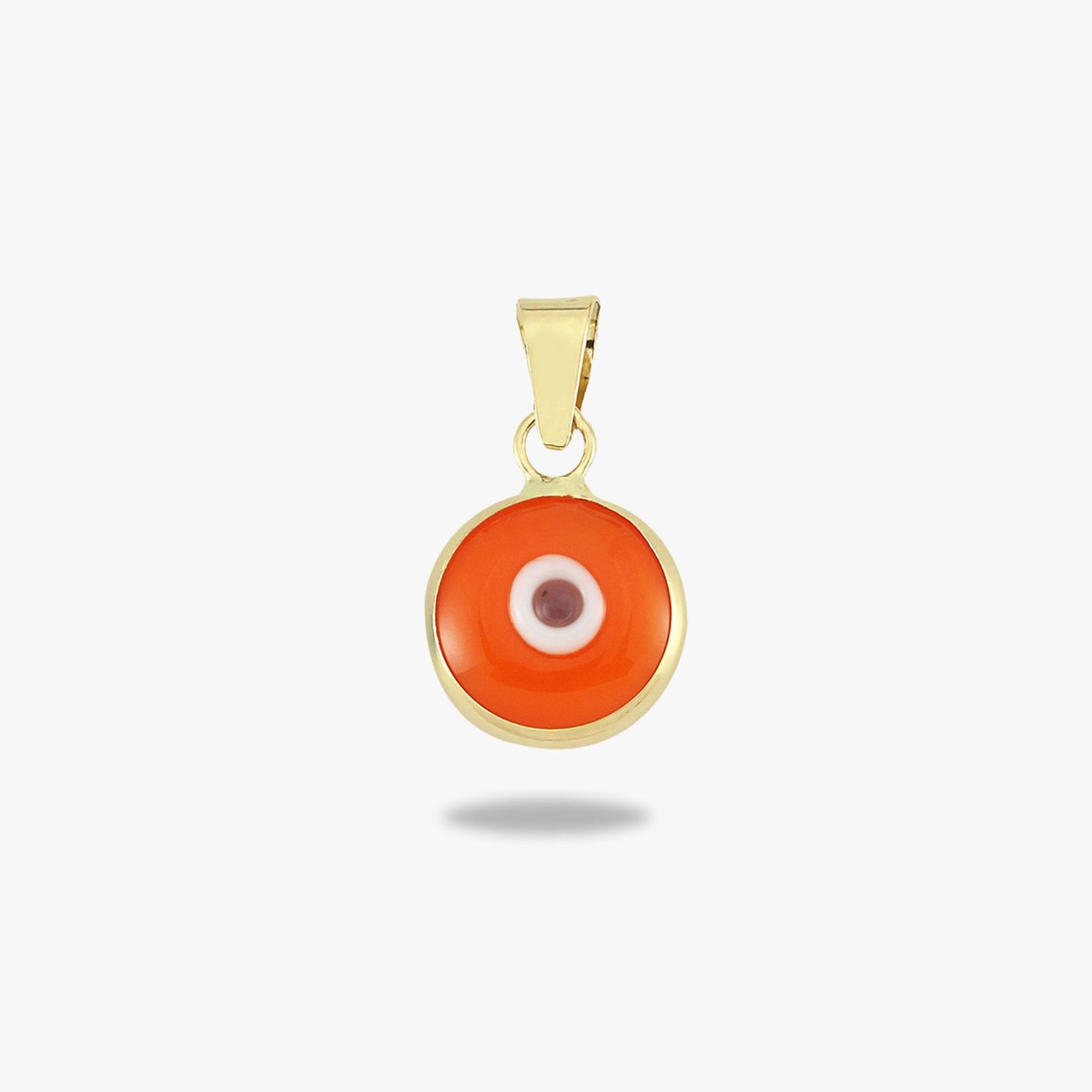 Orange Evil Eye Pendant Necklace in 14K Gold