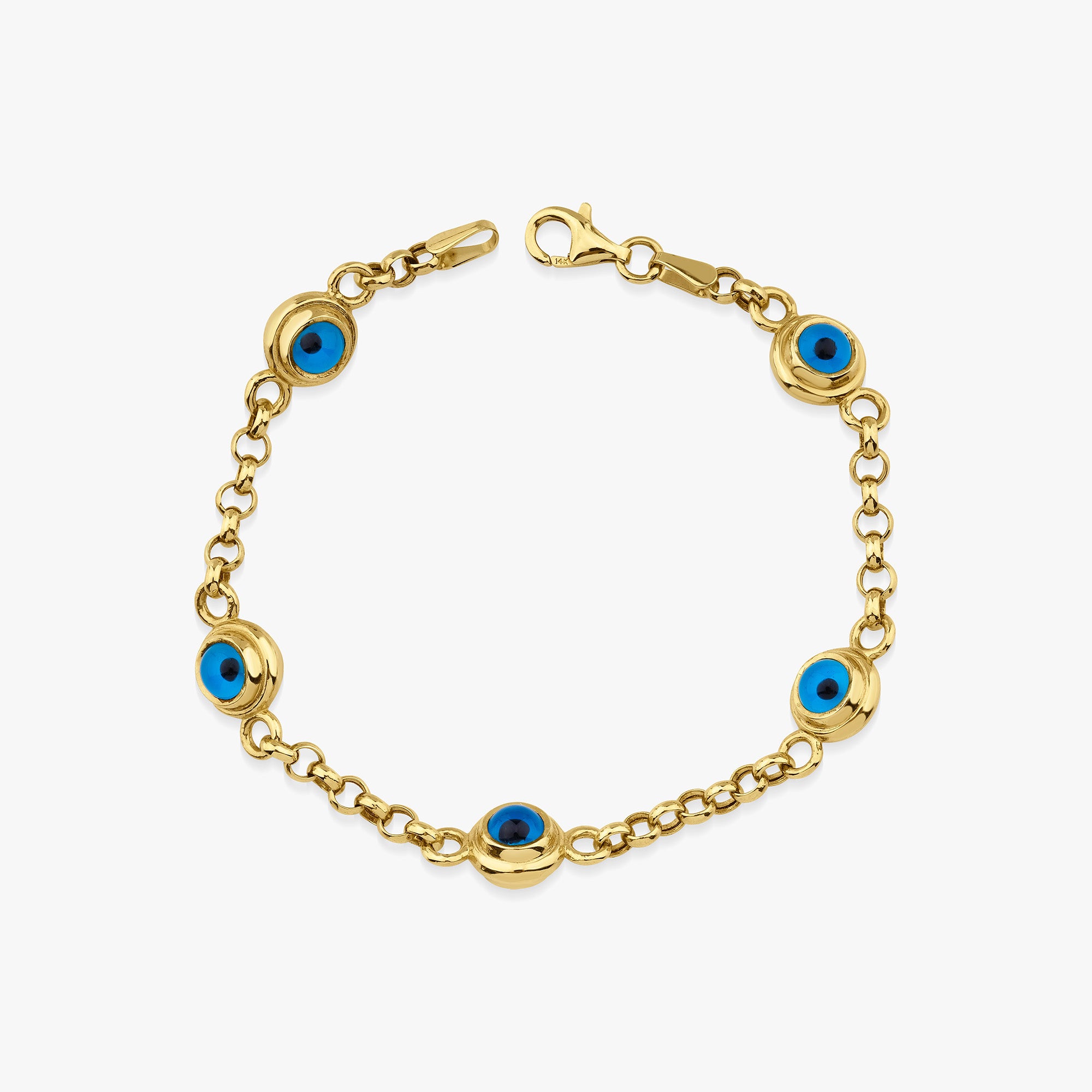 5 Evil Eye Station Bracelet in 14K Gold