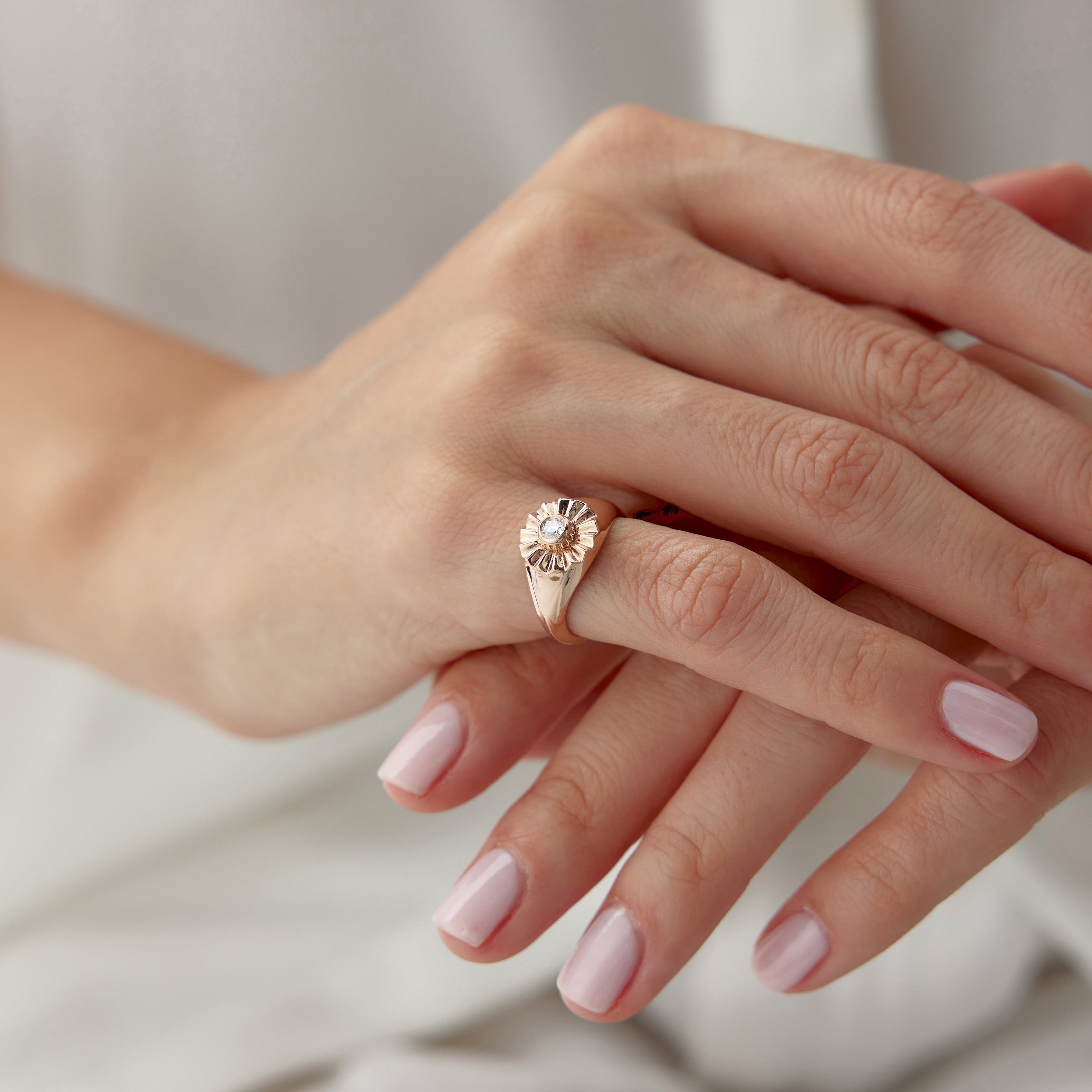 Diamond Solitaire Pinky Ring in 14K Gold