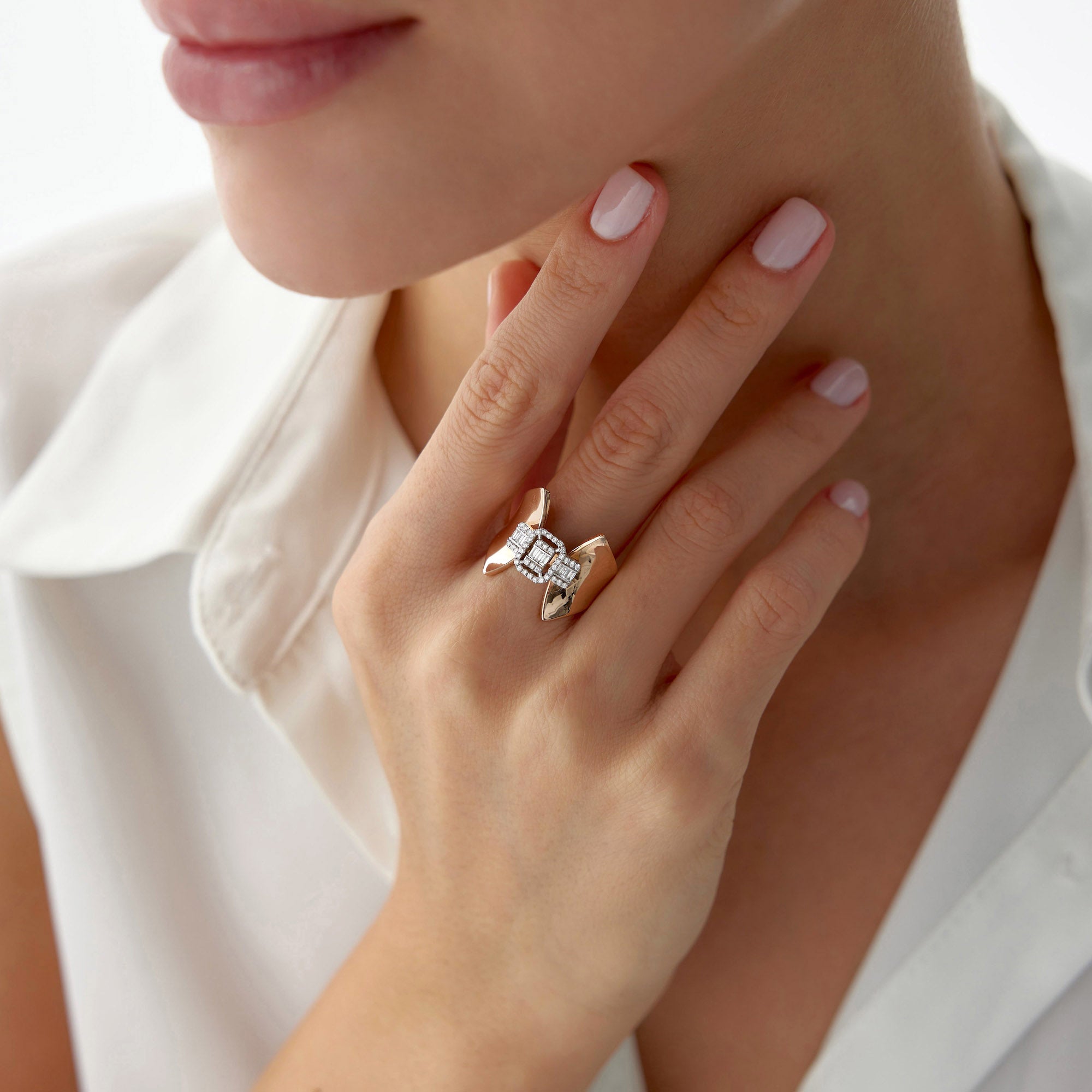 Contemporary Diamond Ring in 14K Gold