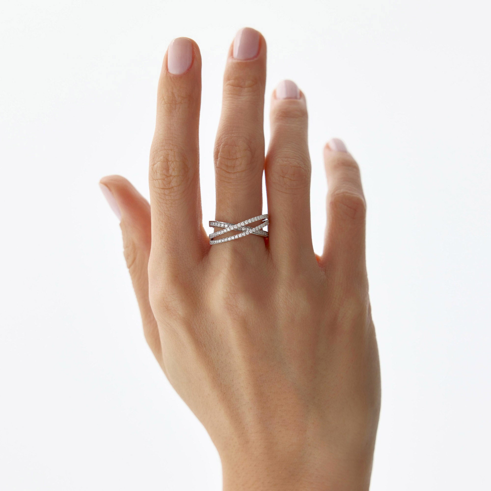 Diamond Minimal Crossover Ring in 14K Gold