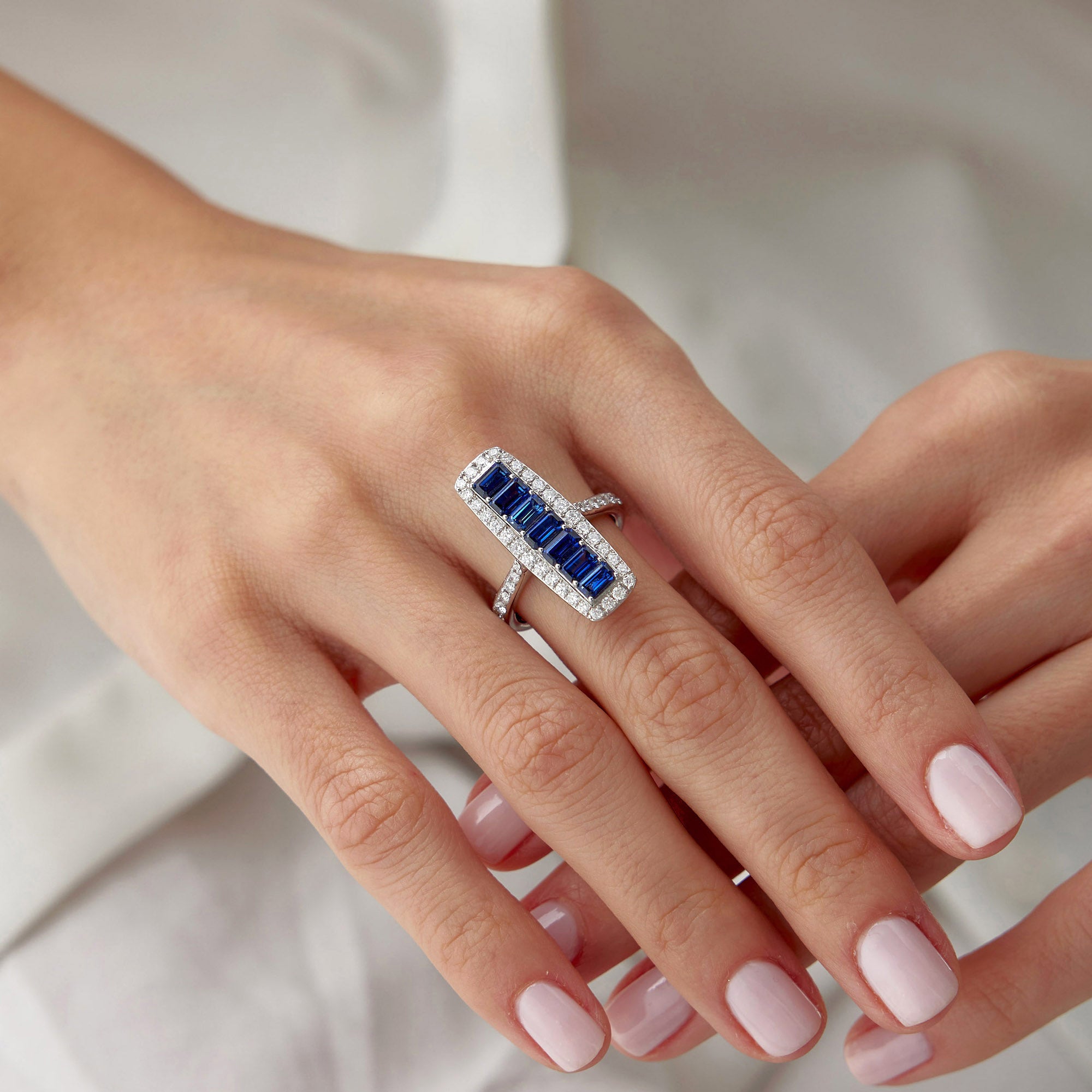 Blue Sapphire and Diamond Ring in 14K Gold