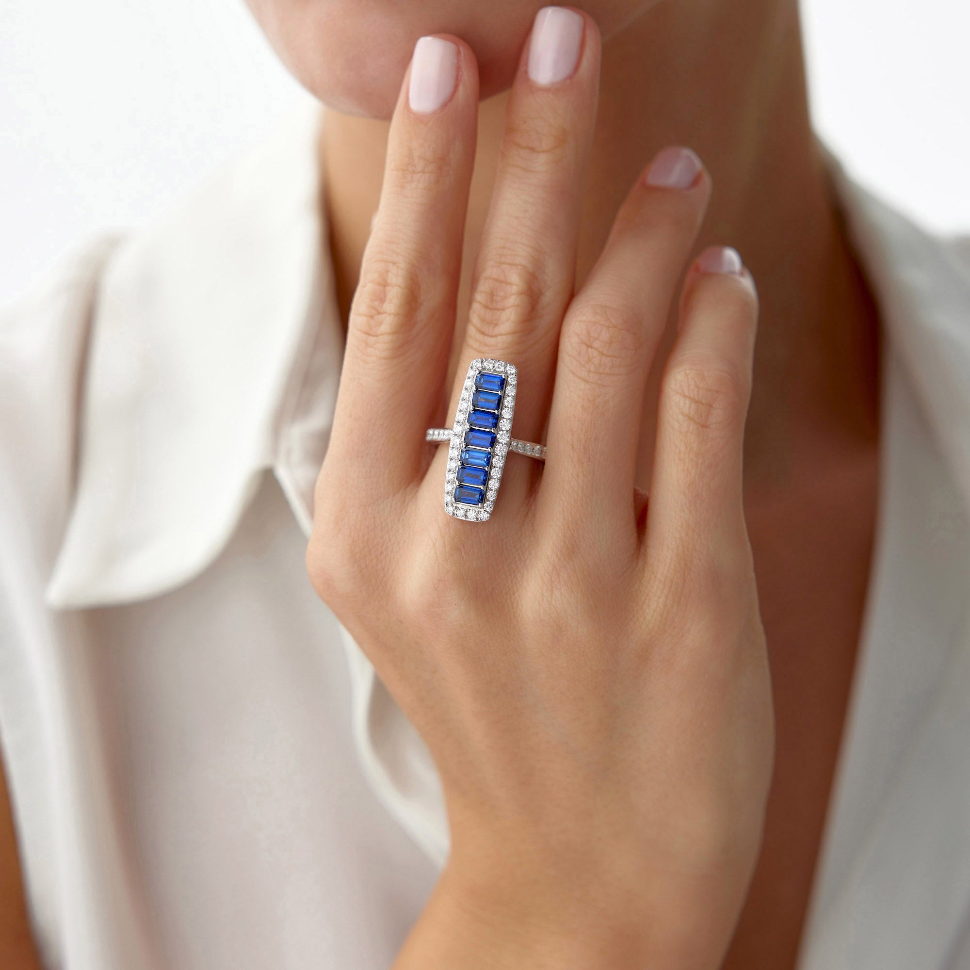 Blue Sapphire and Diamond Ring in 14K Gold