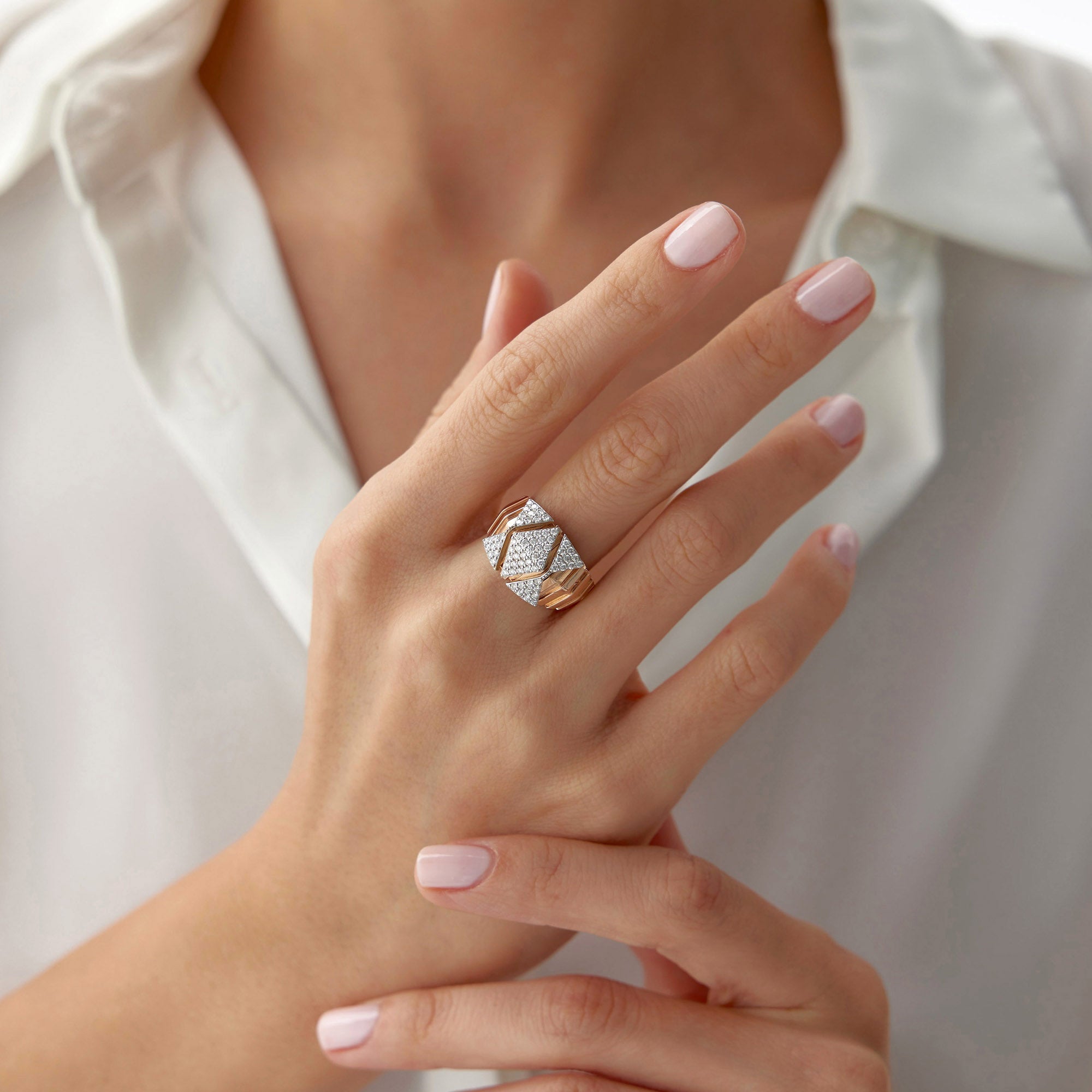 Diamond Dome Ring in 14K Gold