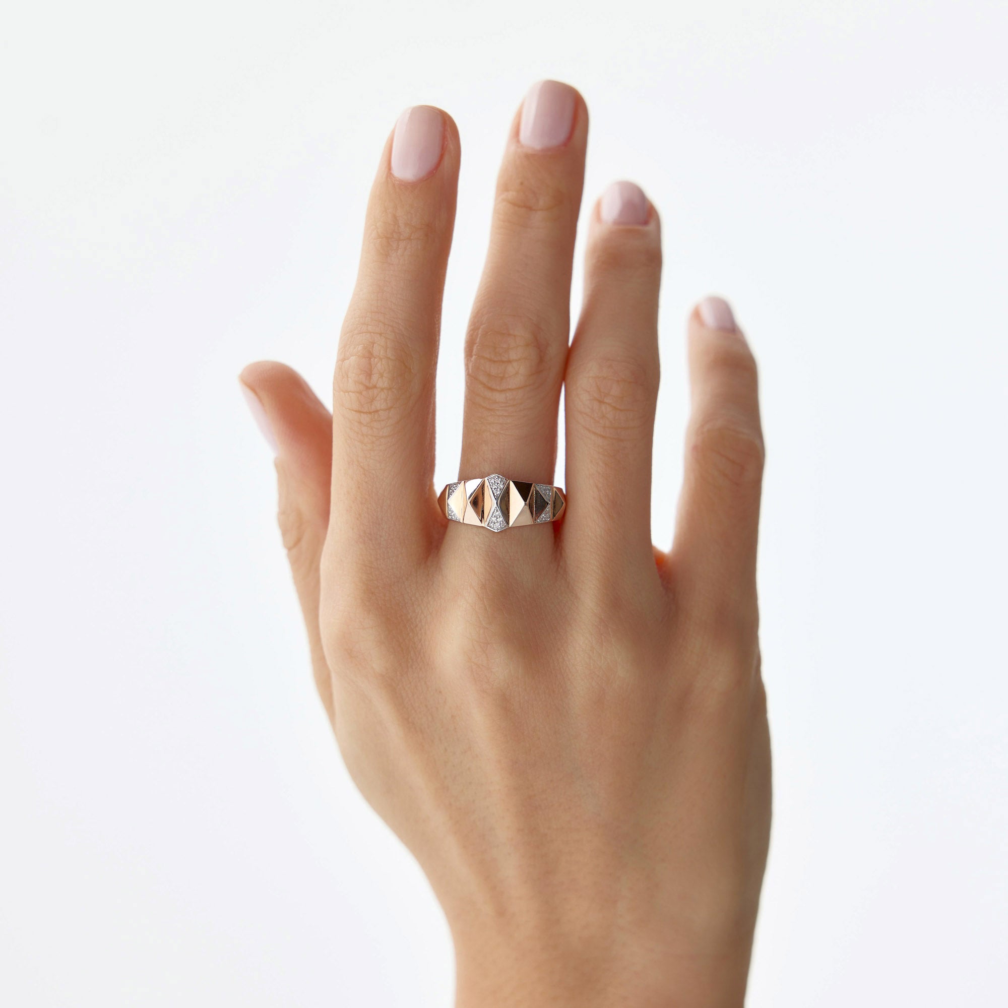 Diamond Geometric Spike Ring in 14K Gold