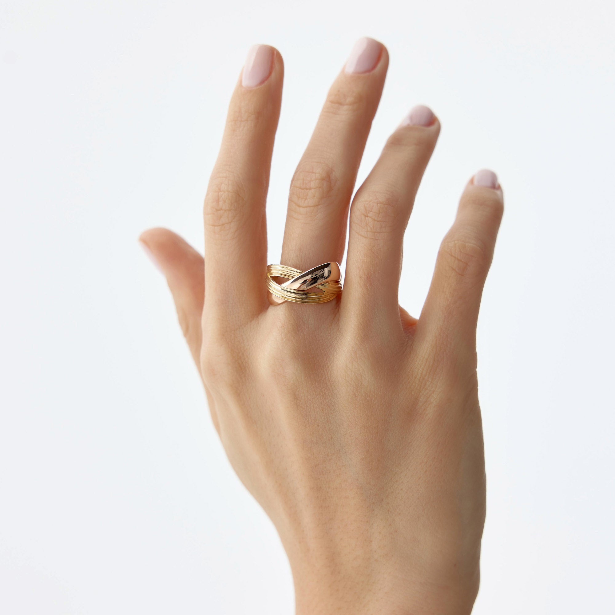 Two Tone Us Together Ring in 14K Gold