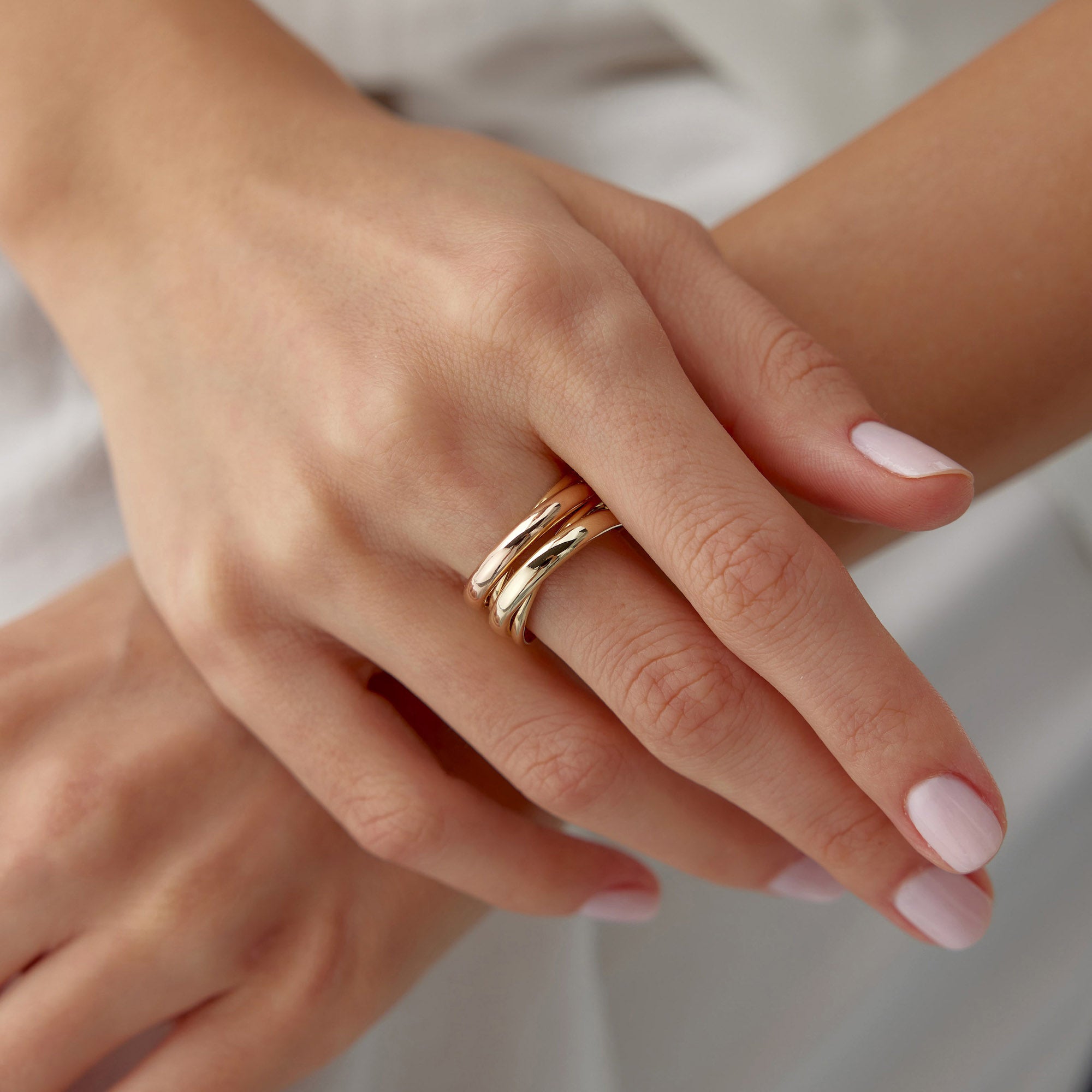 Two Tone Flow Ring in 14K Gold