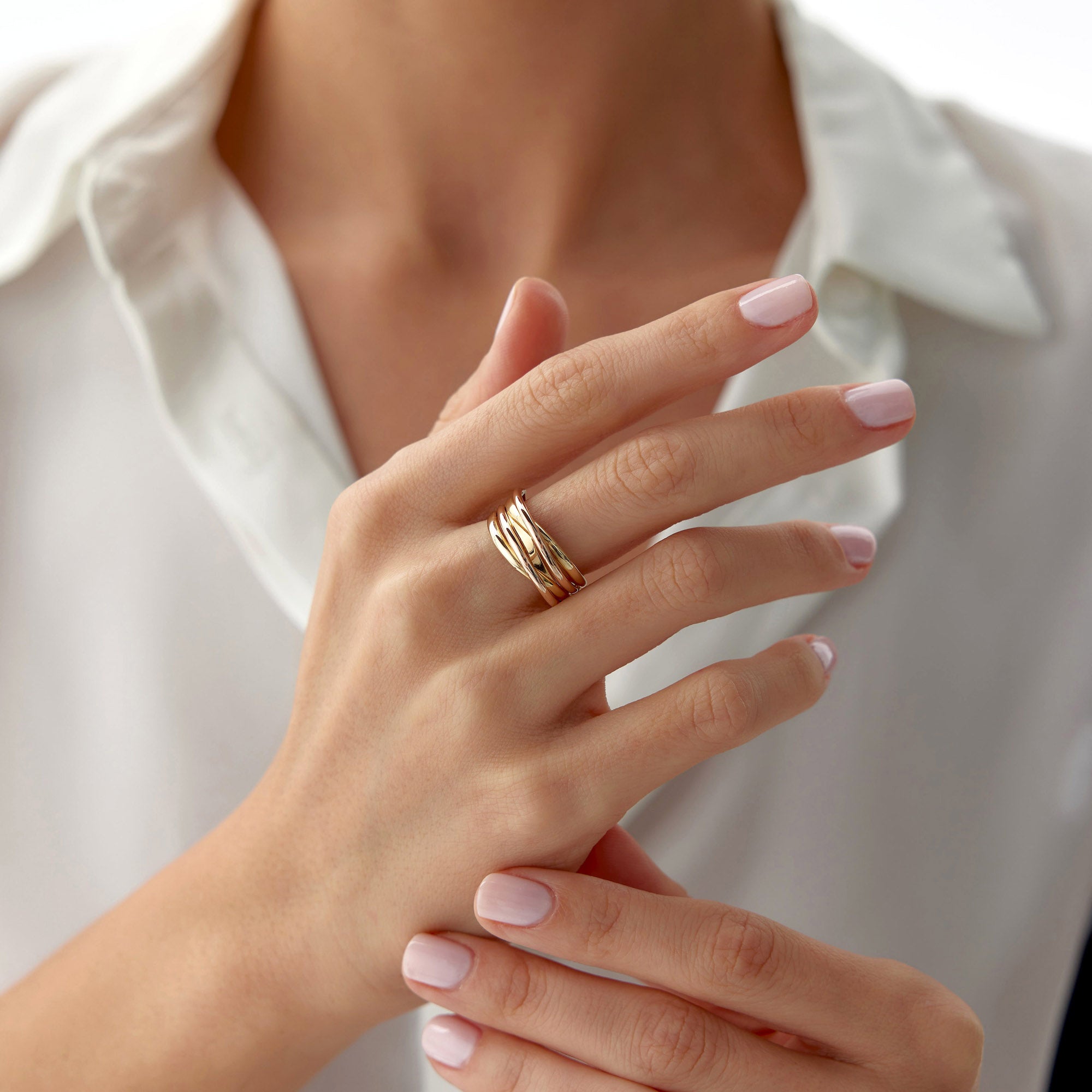 Two Tone Flow Ring in 14K Gold