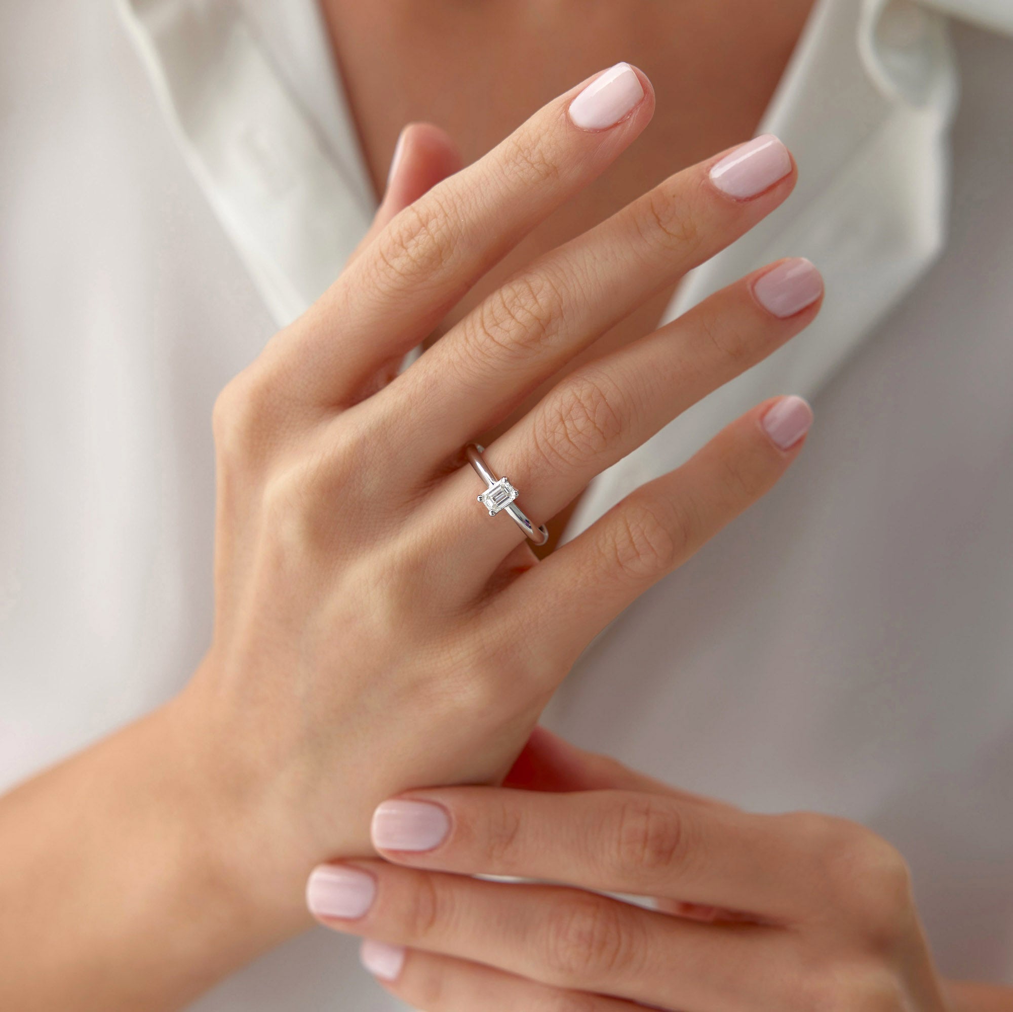 Emerald Cut Solitaire Diamond Ring