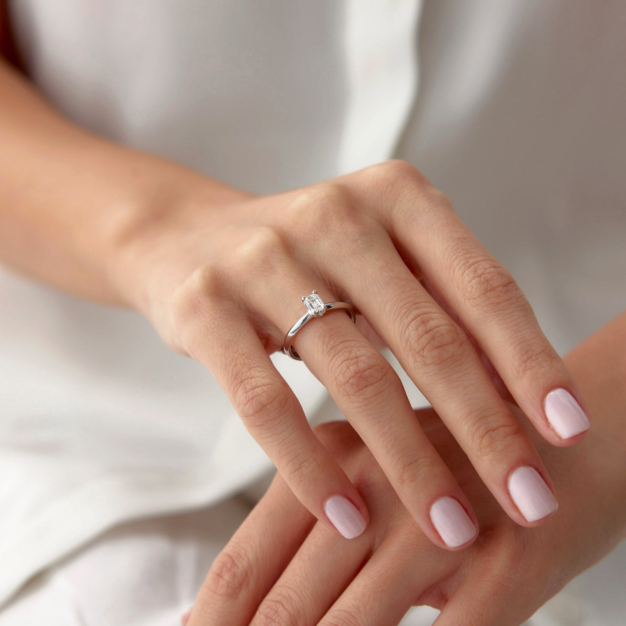 Emerald Cut Solitaire Diamond Ring