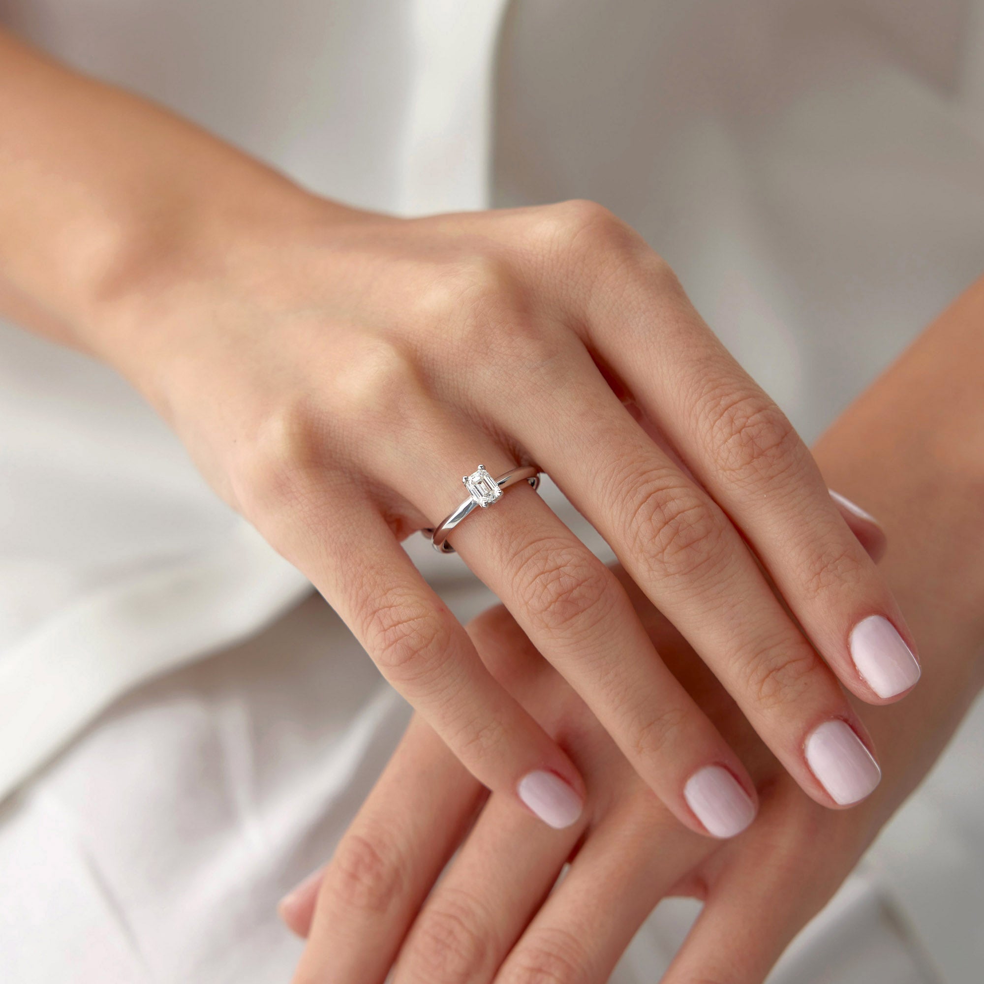 Emerald Cut Solitaire Diamond Ring