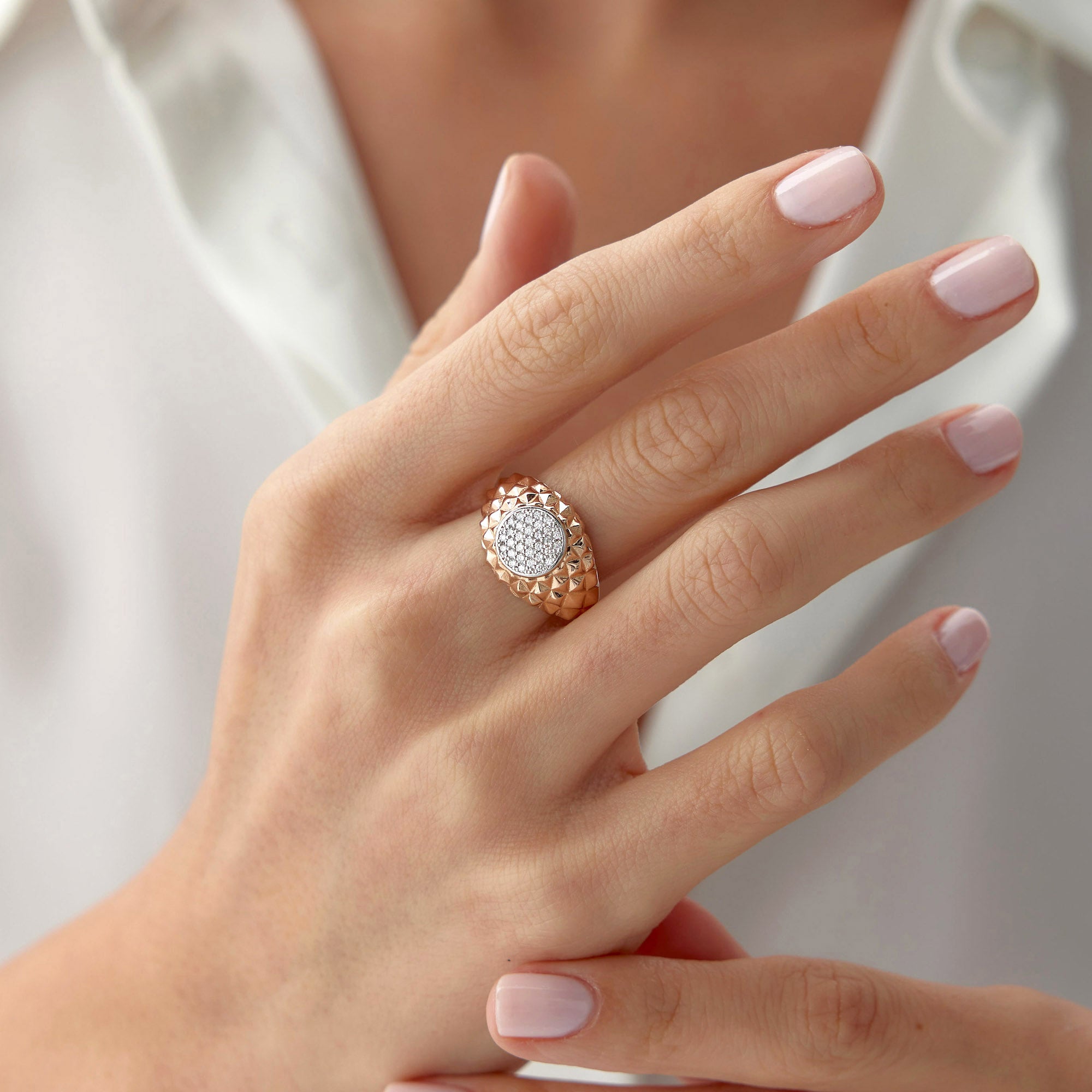 Diamond Pave Spike Ring in 14K Gold