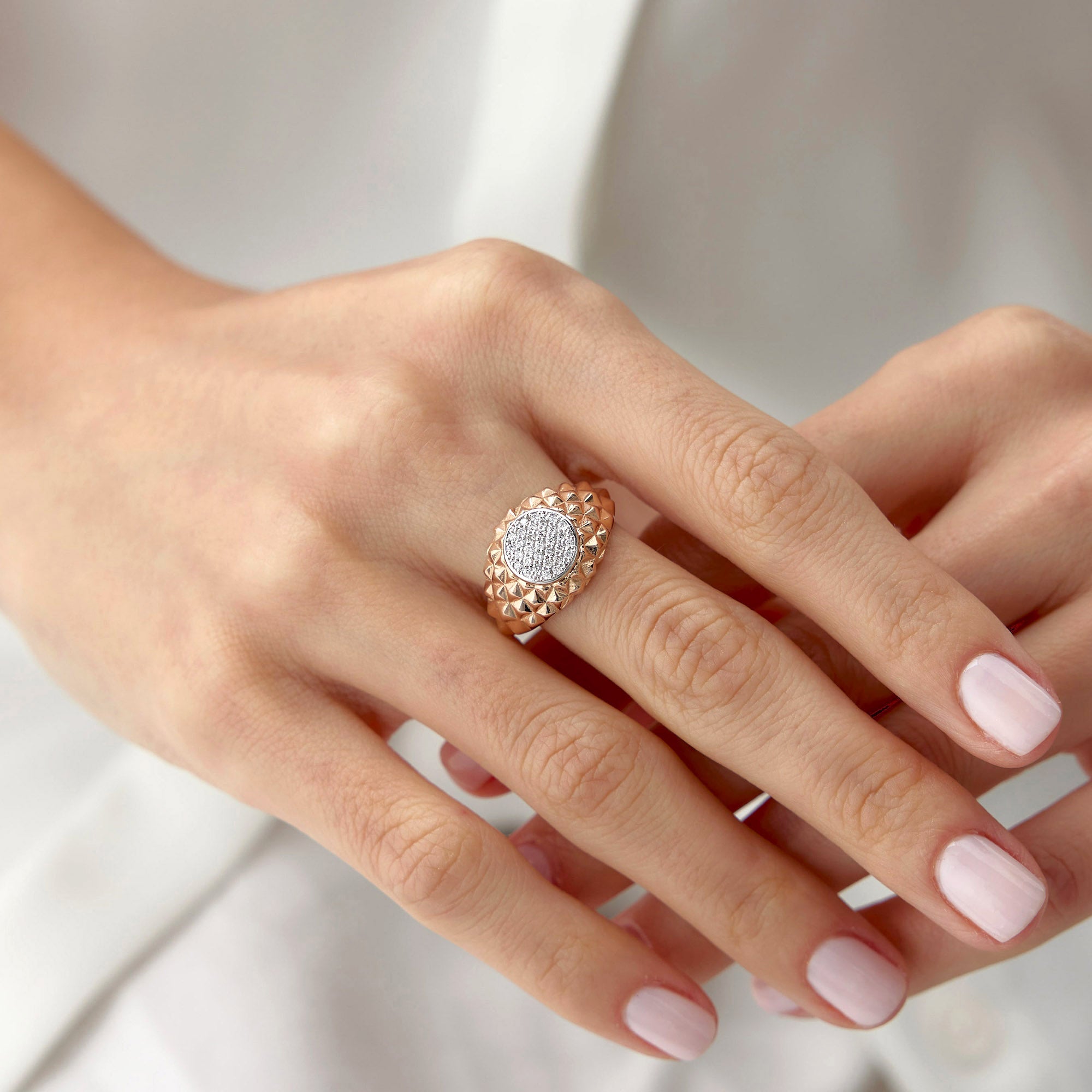 Diamond Pave Spike Ring in 14K Gold