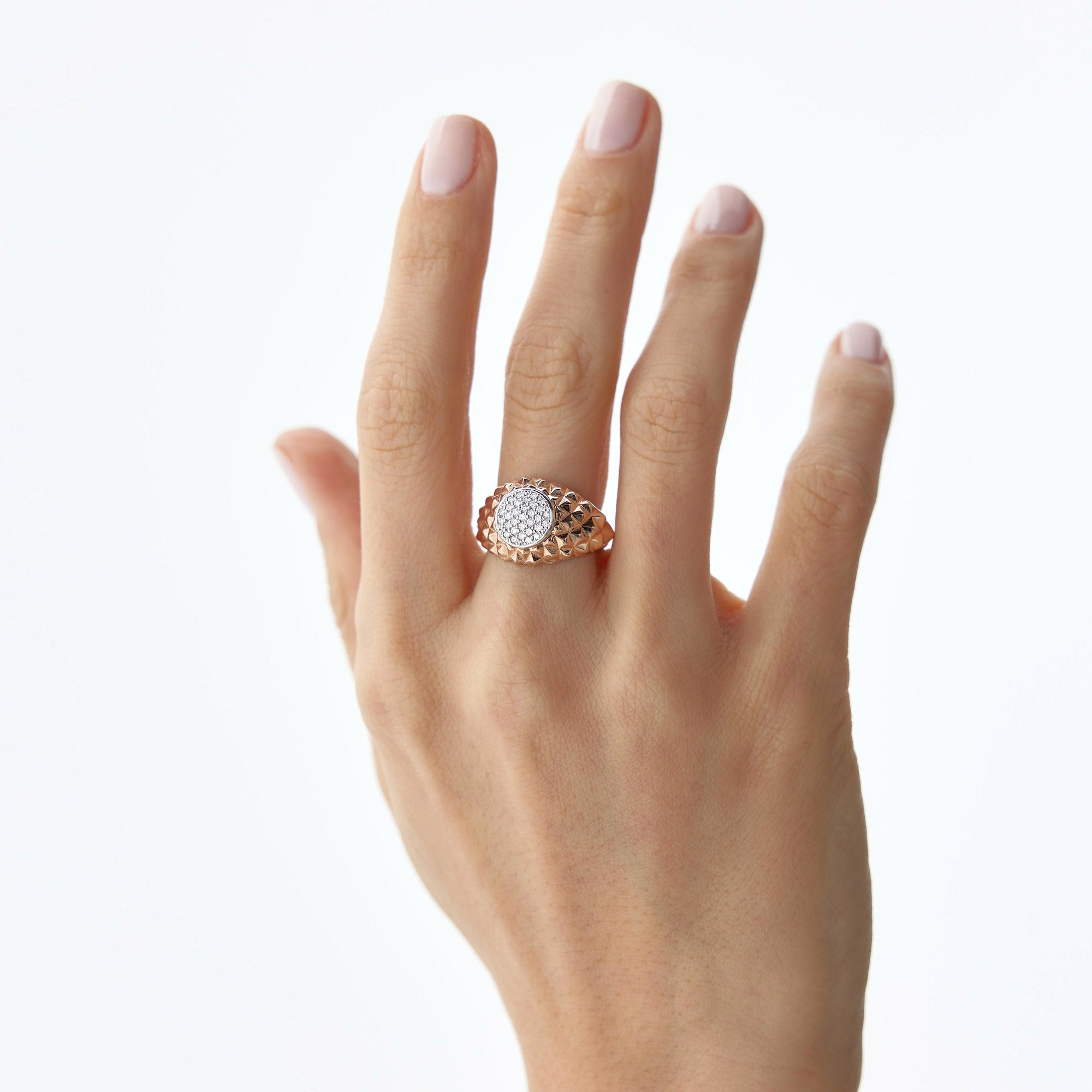 Diamond Pave Spike Ring in 14K Gold