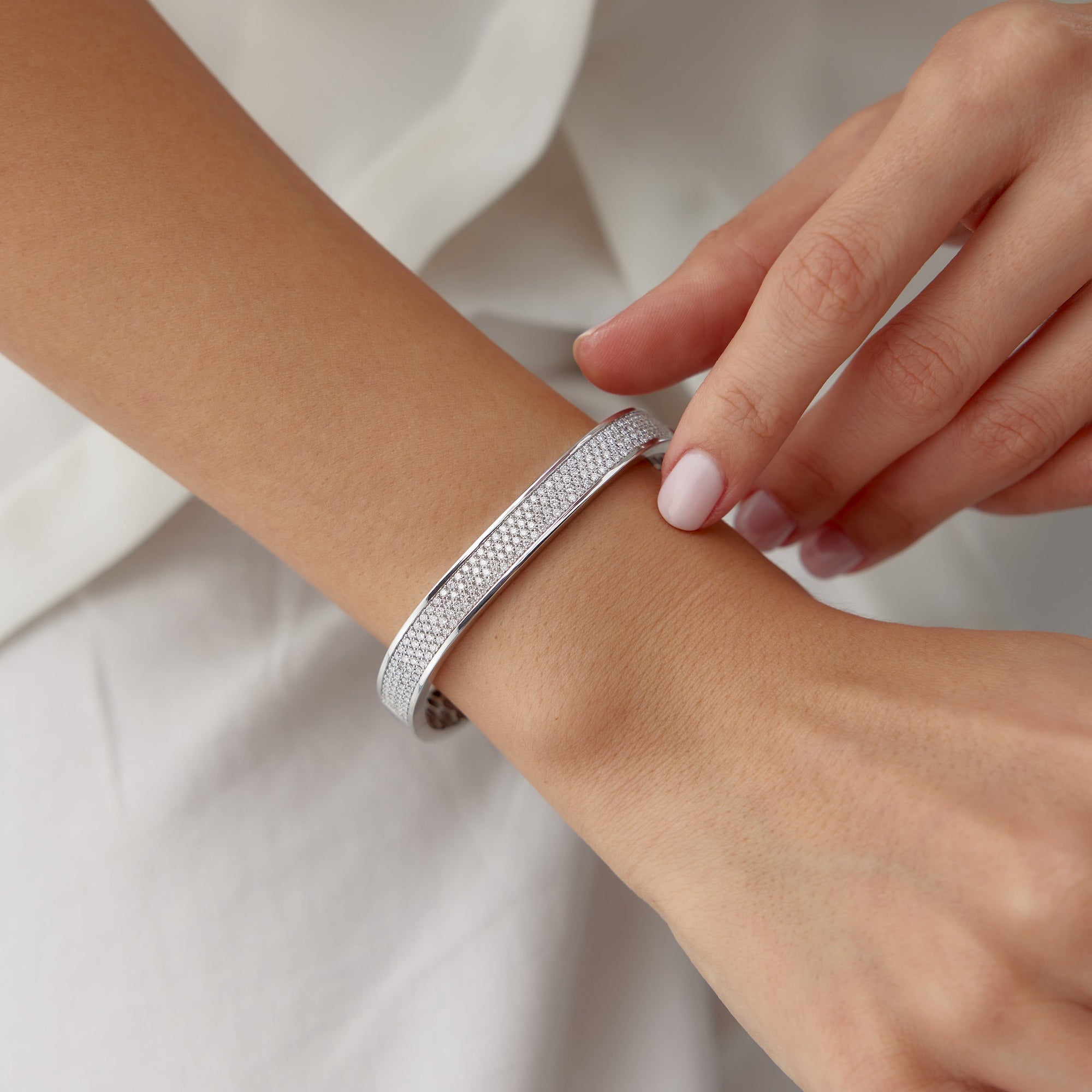 Pave Diamond Bangle in 14K Gold