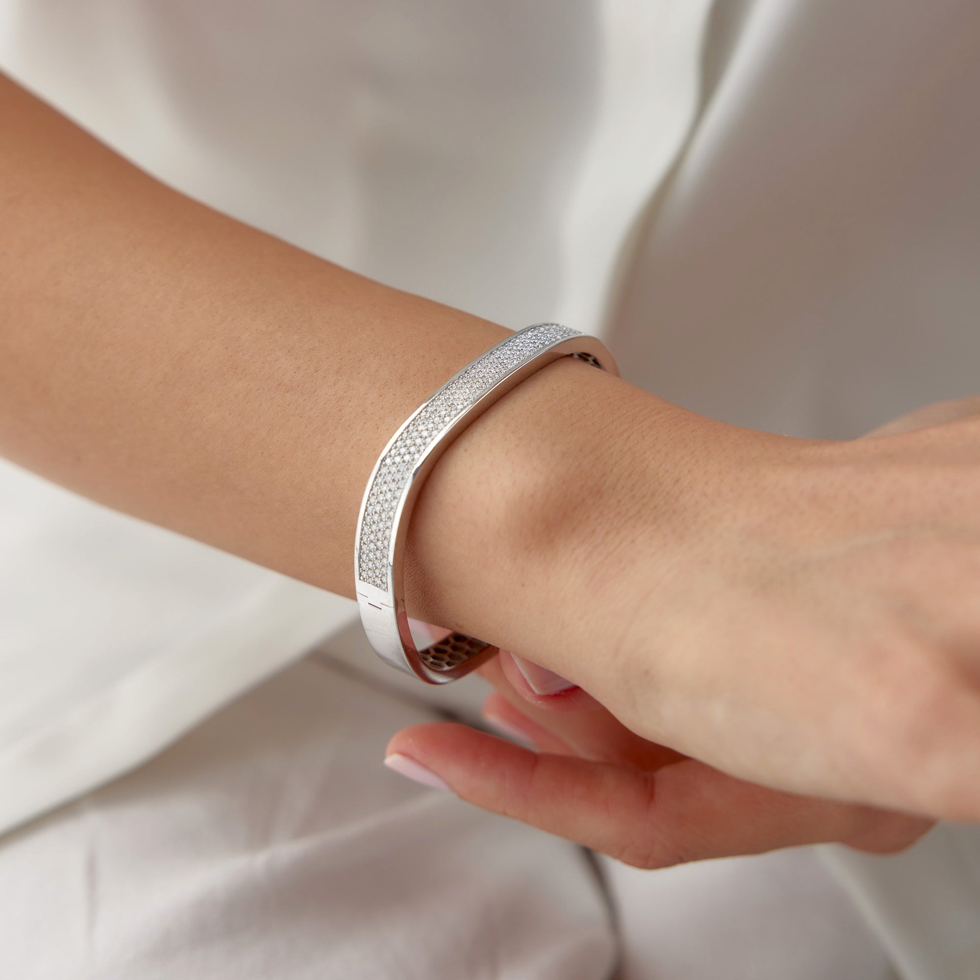 Pave Diamond Bangle in 14K Gold
